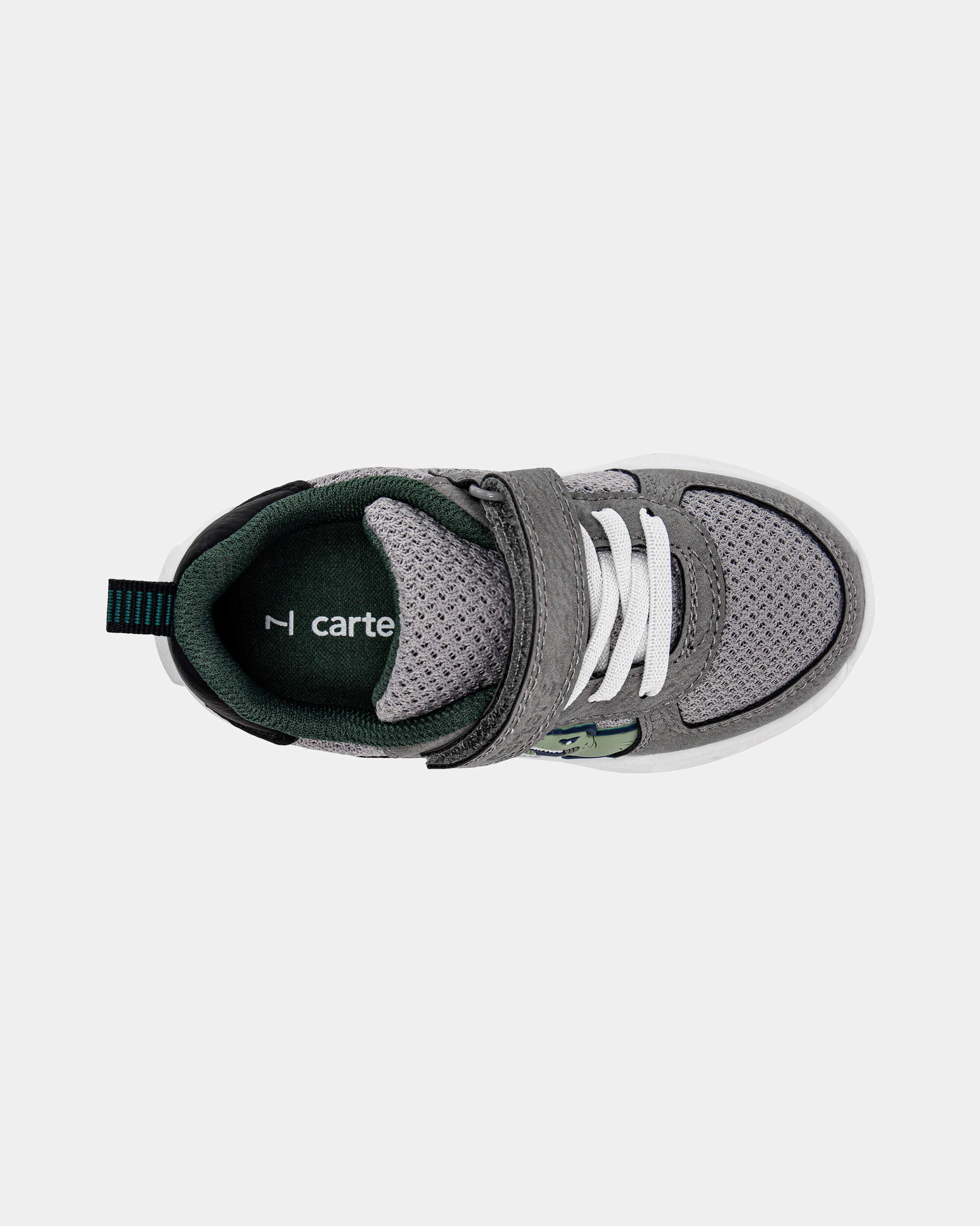 Toddler Boy Dinosaur Athletic Sneakers - Grey/White