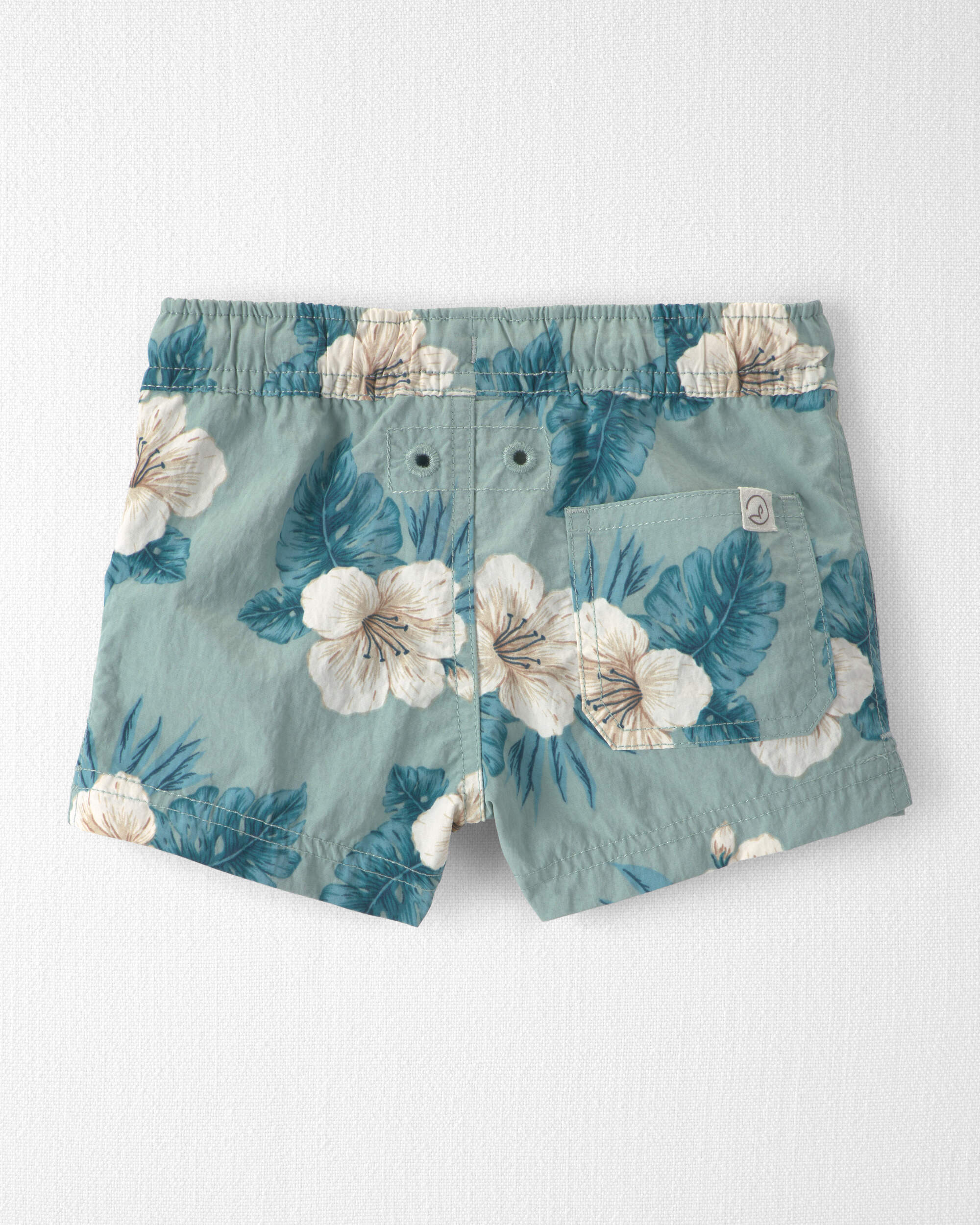 Baby Boy Recycled Swim Trunks Blue Hibiscus