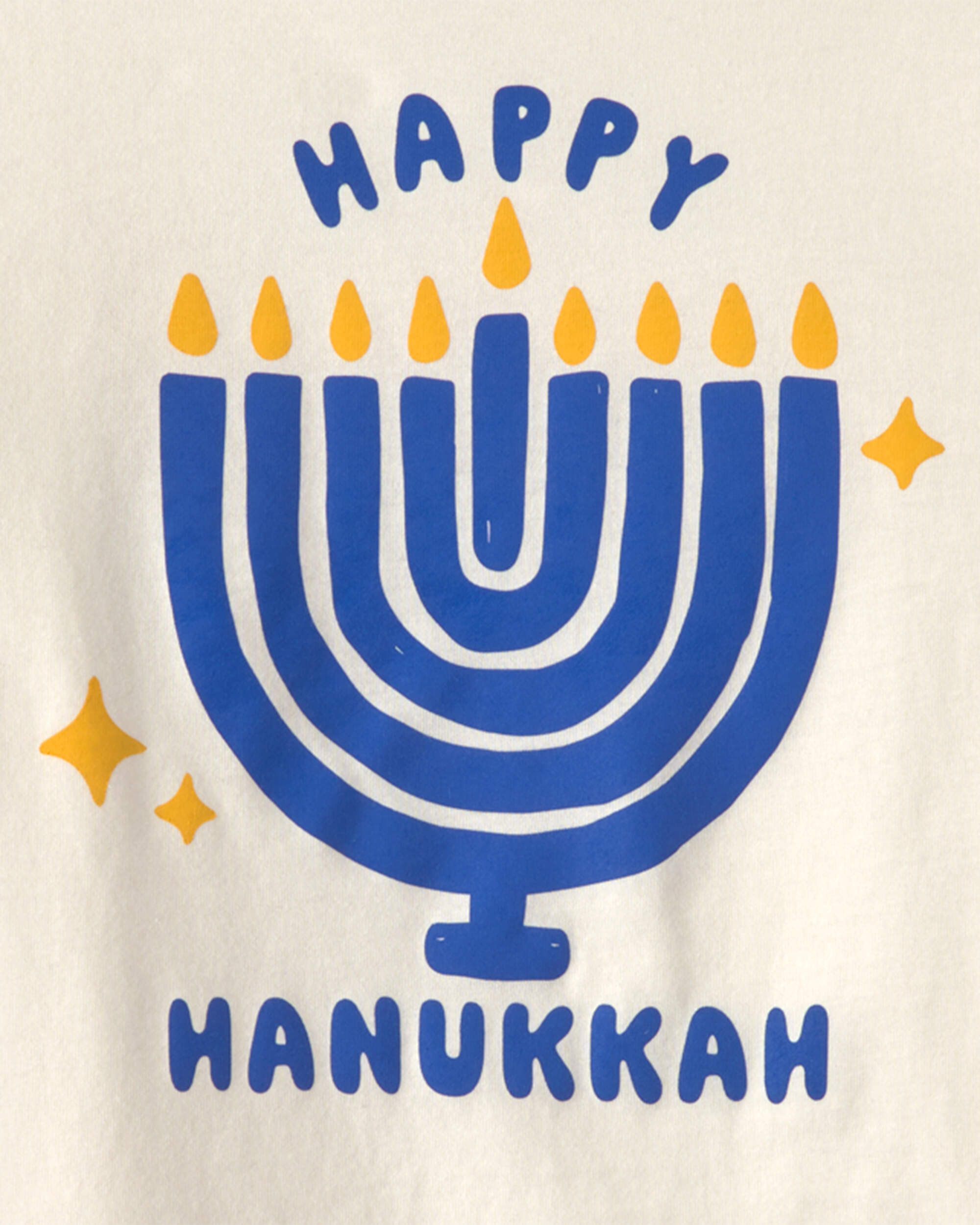 Kids 'Happy Hanukkah' Menorah Long-Sleeve Graphic Tee - Cream