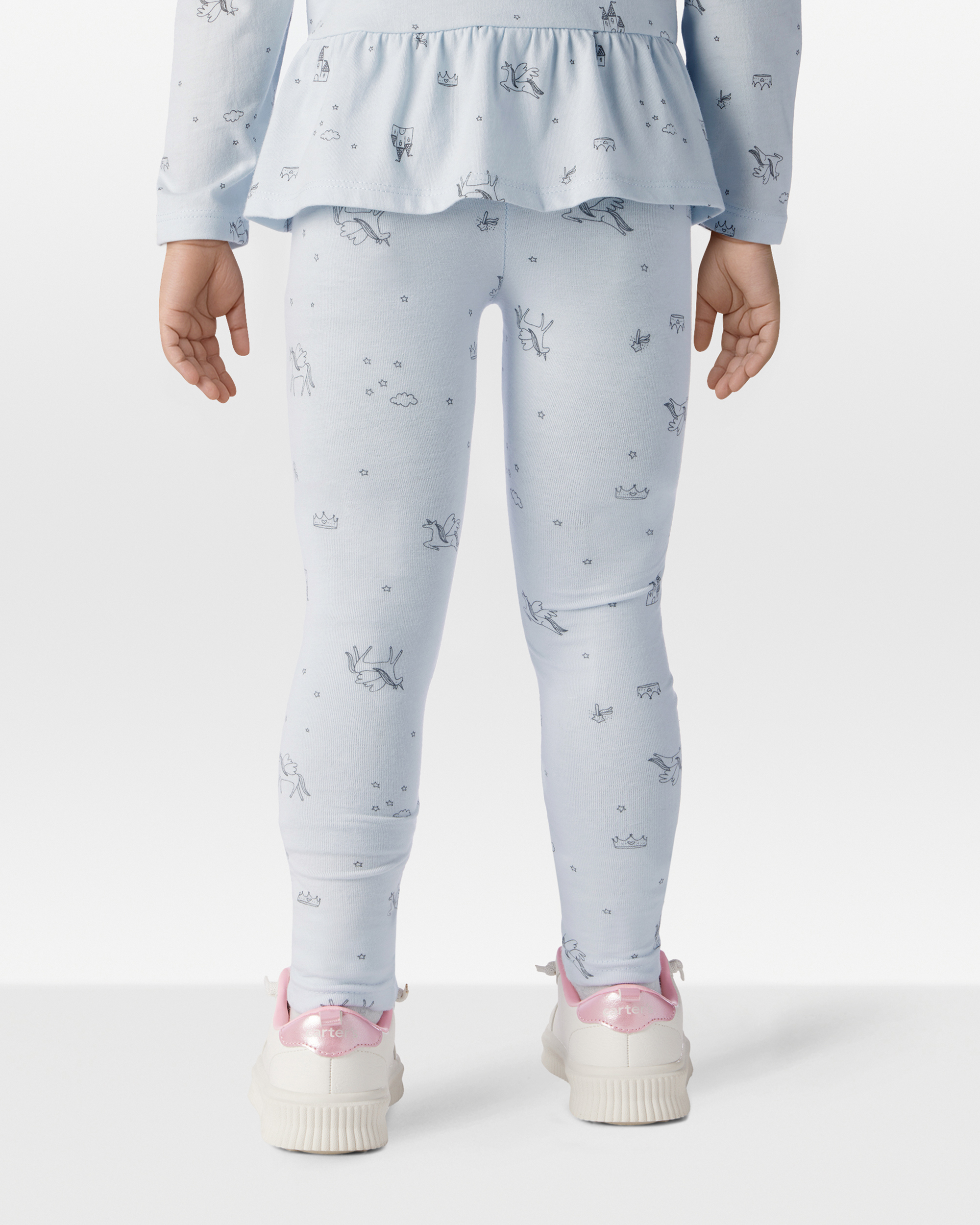 Toddler Girl Printed Cotton Pull-On Stretch Leggings - Blue