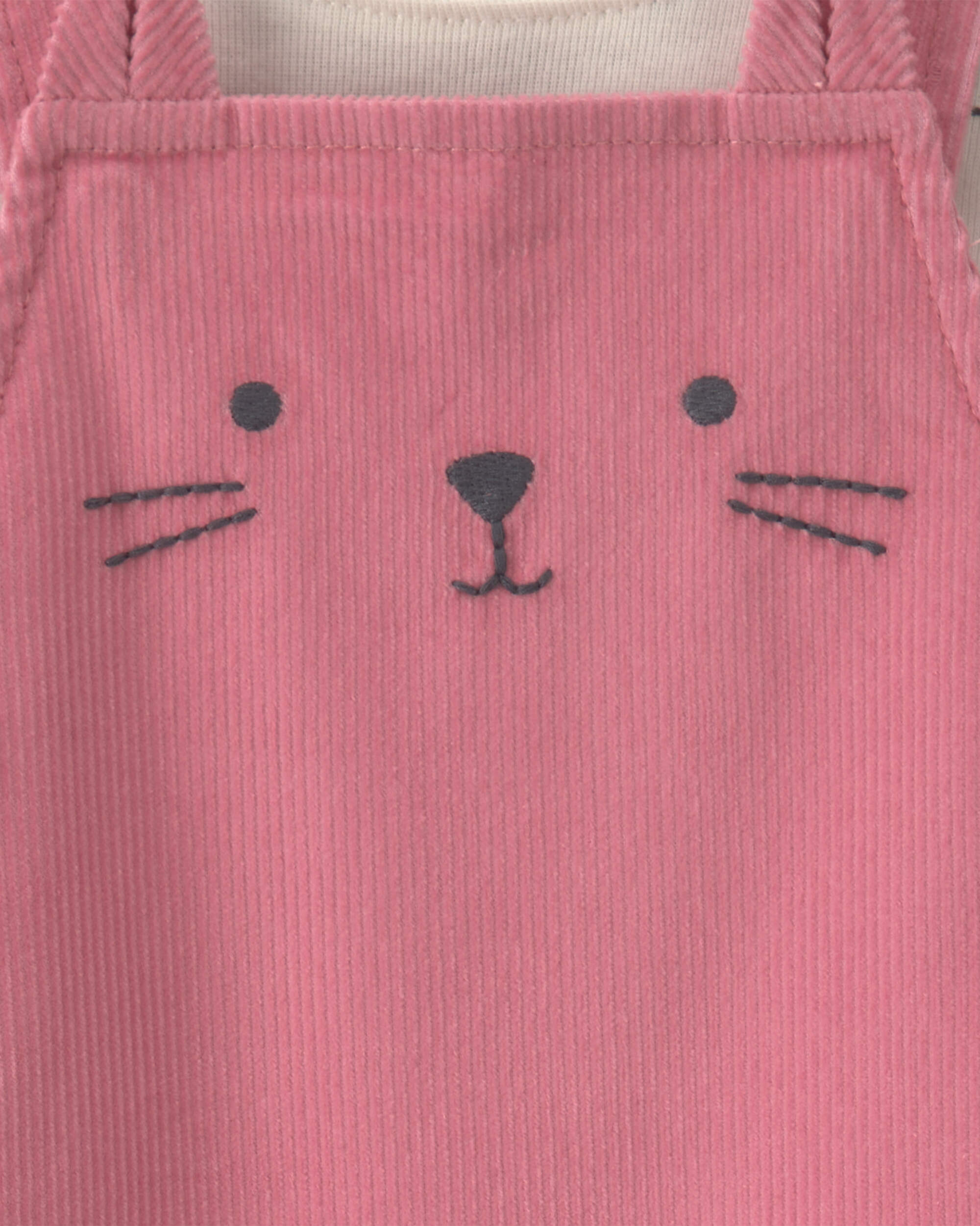 Baby Girl 2-Piece Cat Corduroy Overall Set - Pink