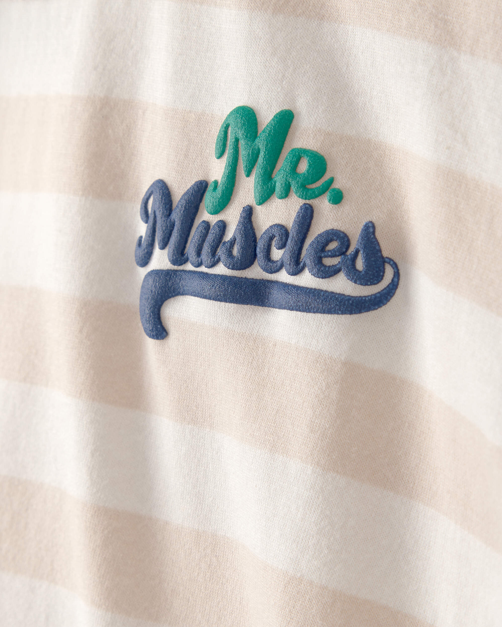 Toddler Boy 'Mr. Muscles' Striped Top - Tan