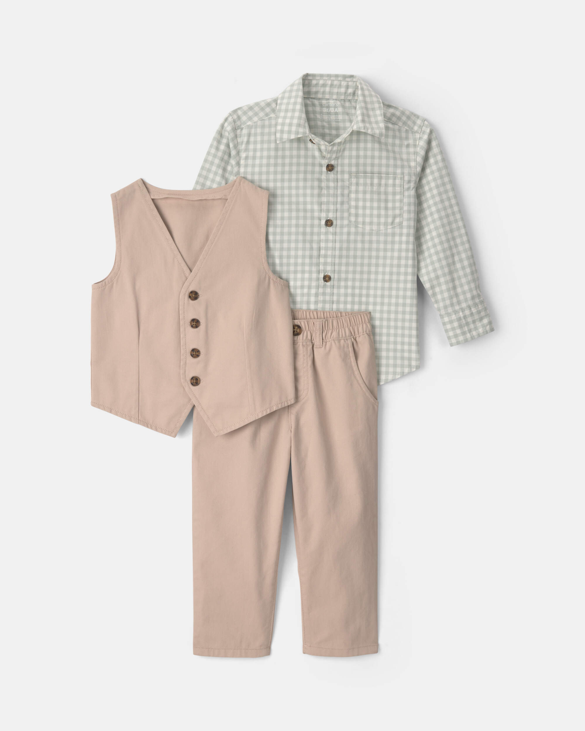 Baby Boy 3-Piece Plaid Long-Sleeve Layering Set