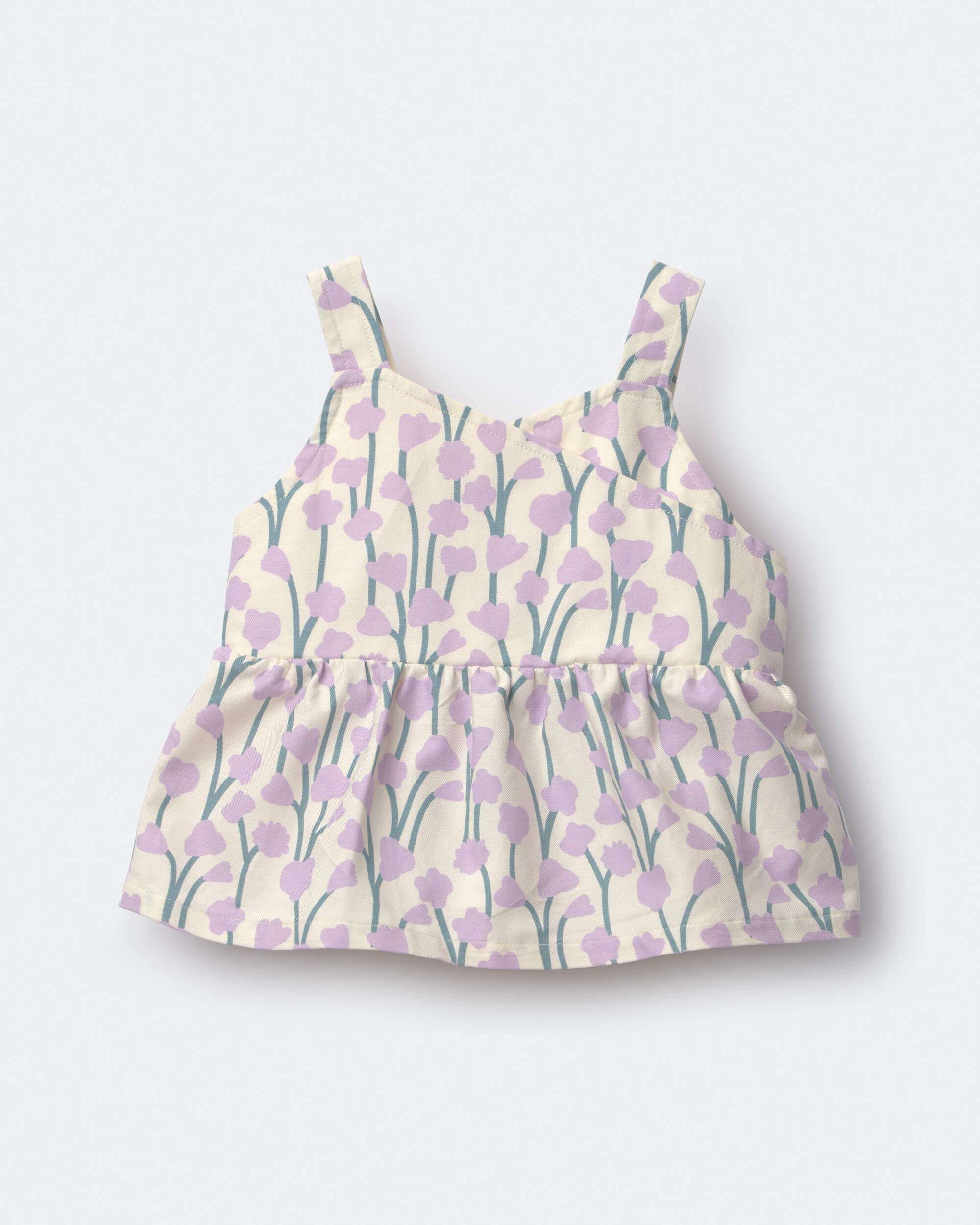 Toddler Girl Peplum Tank Top Wildflower Print - Cream