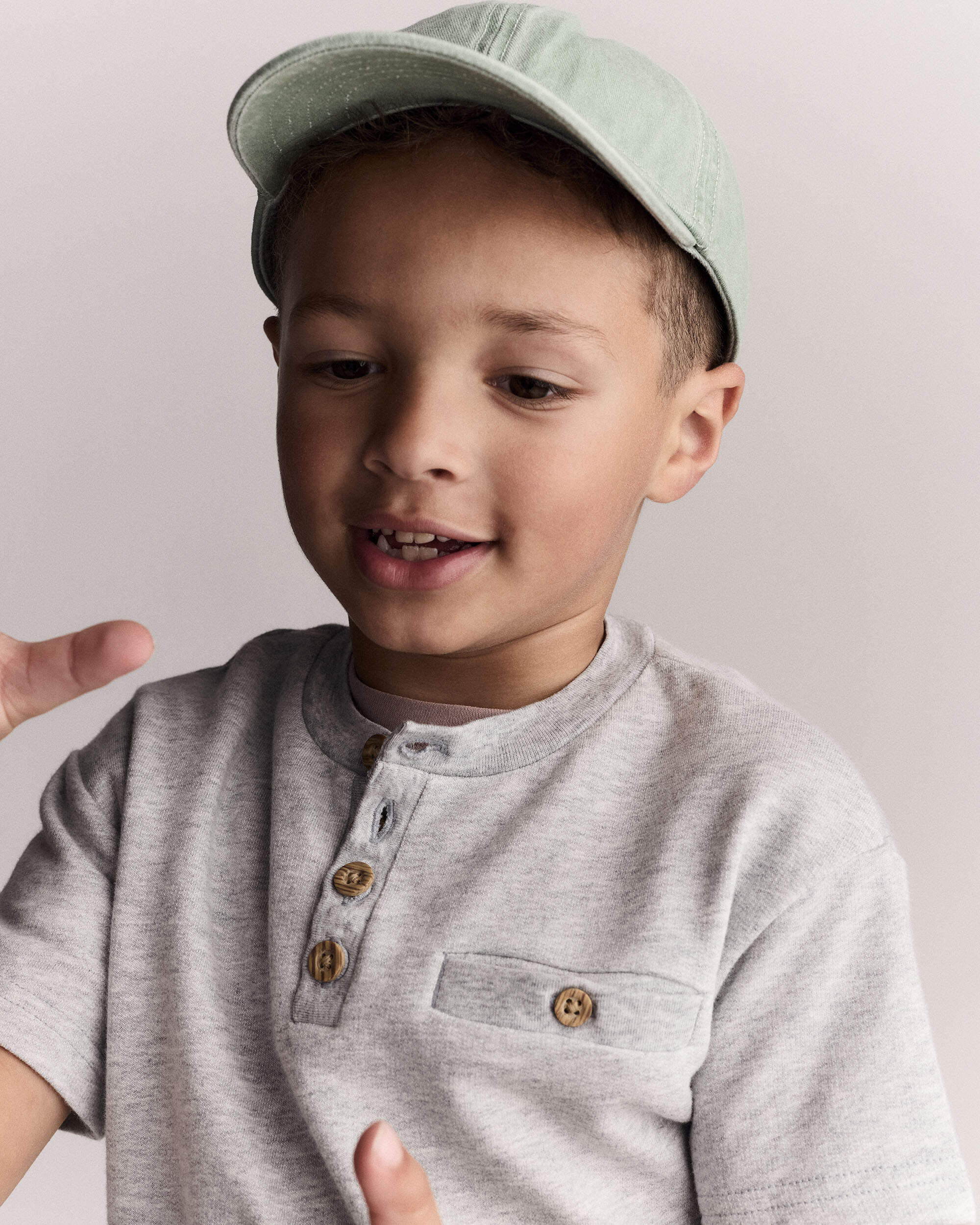 Toddler Boy Button-Front Tee - Grey