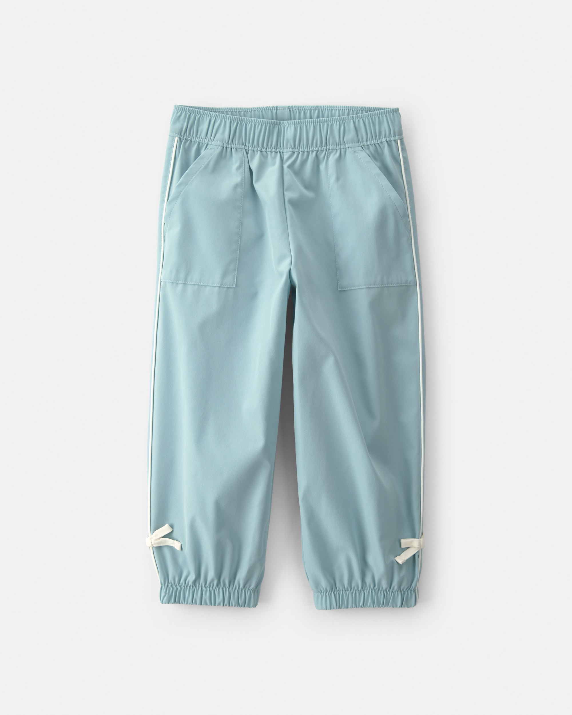 Toddler Girl Bow-Cuff Poplin Joggers - Blue