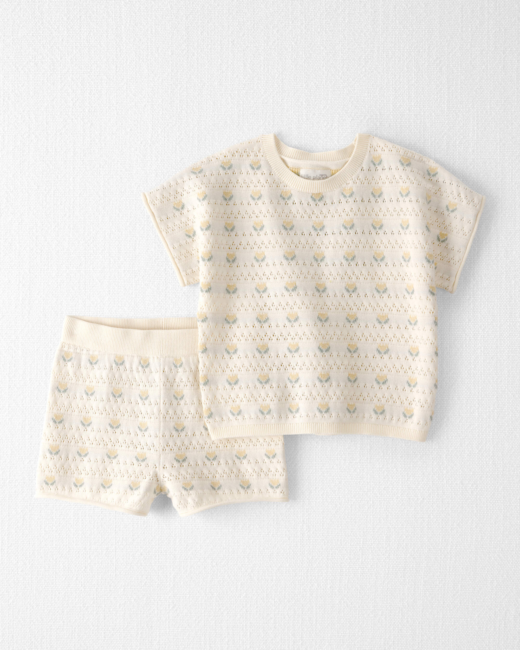 Toddler Girl Organic Cotton Sweater Knit Set Honey Floral Print
