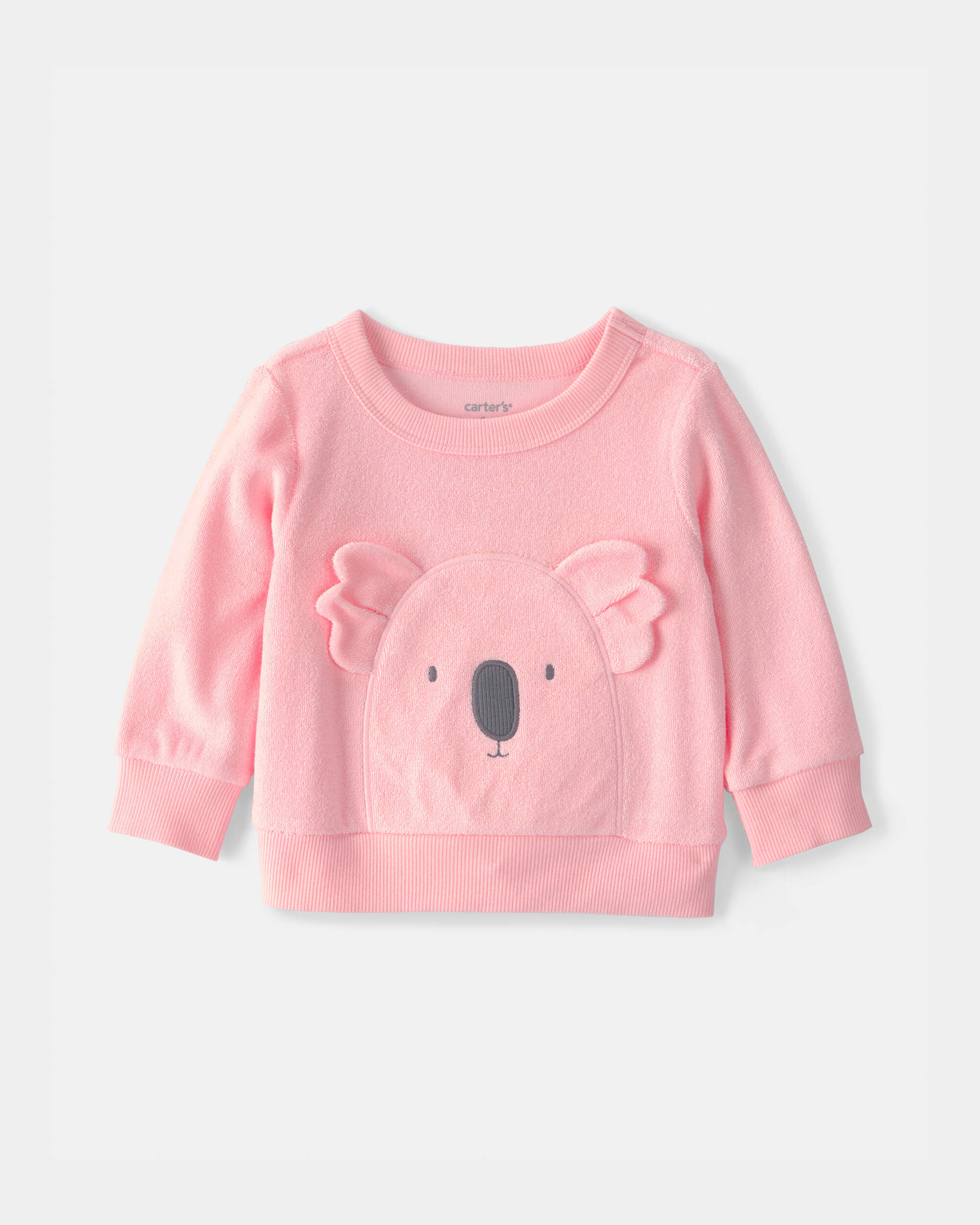 Baby Girl Koala Terry Pullover Sweatshirt - Pink