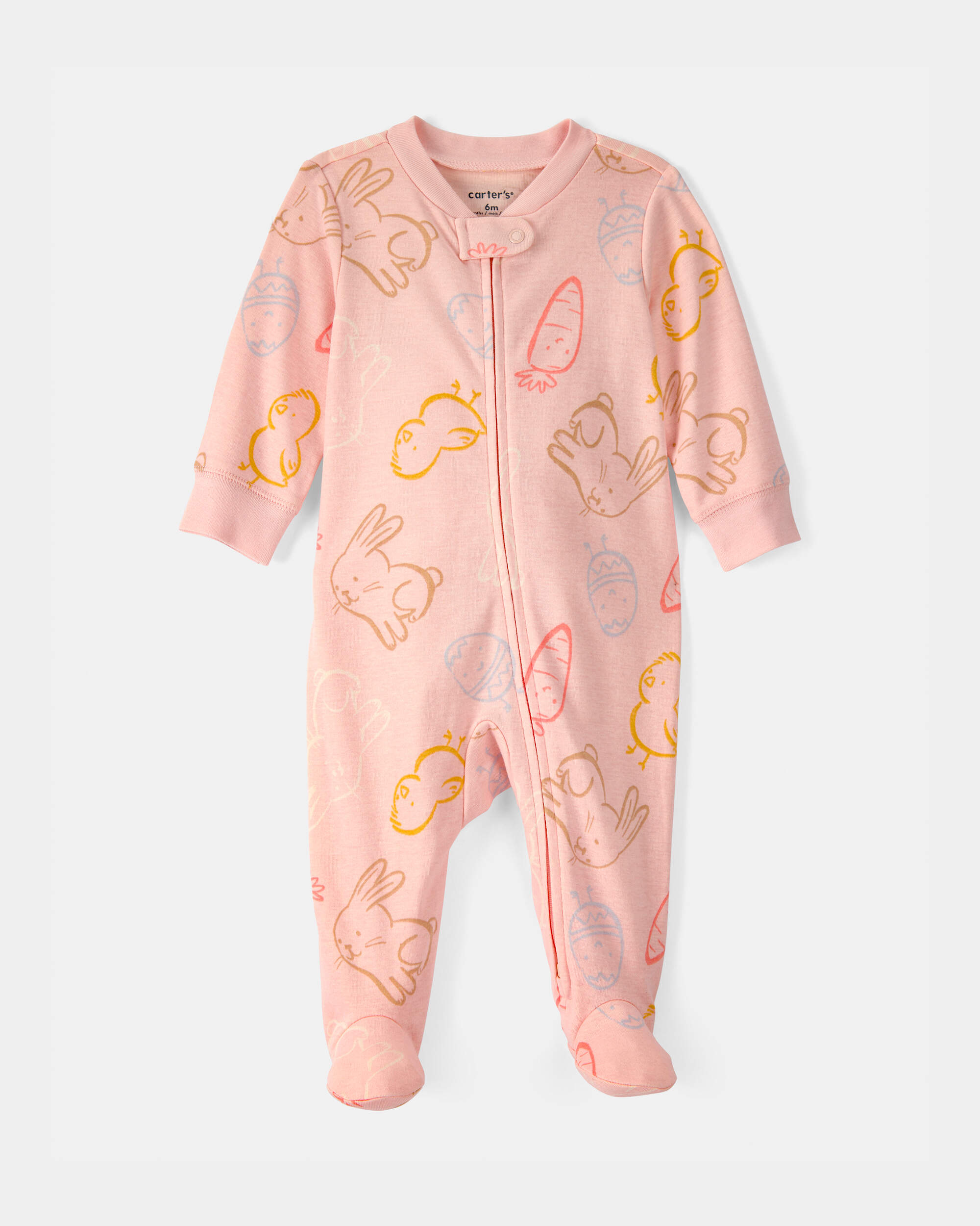 Baby Girl Easter 100% Cotton Sleeper - Pink