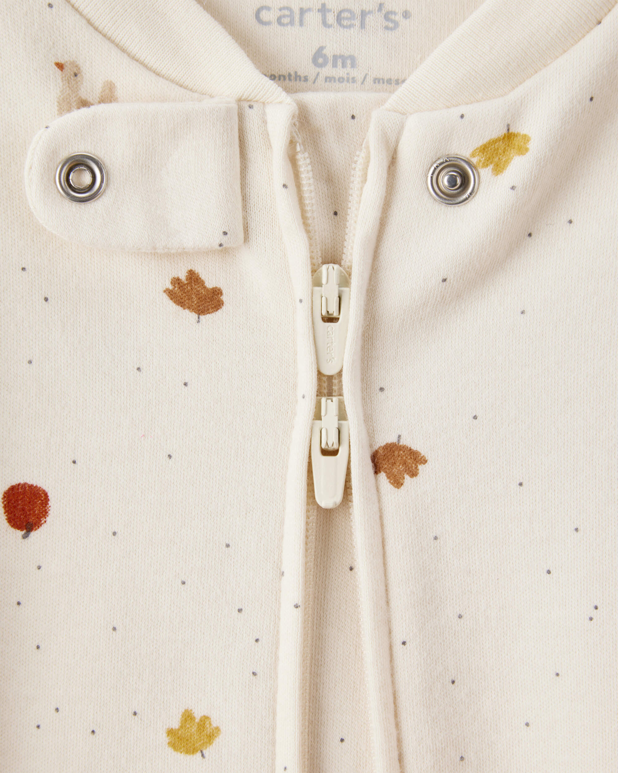 Baby Thanksgiving Turkey Print 100% Cotton Long-Sleeve Sleeper - Cream