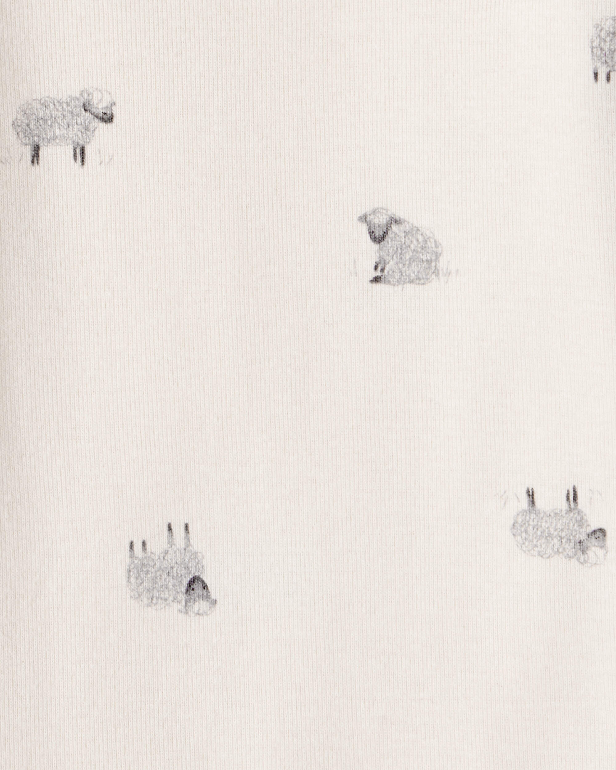 Baby Boy 2-Piece Sheep Print Cotton Long-Sleeve Overall Set - White/Grey