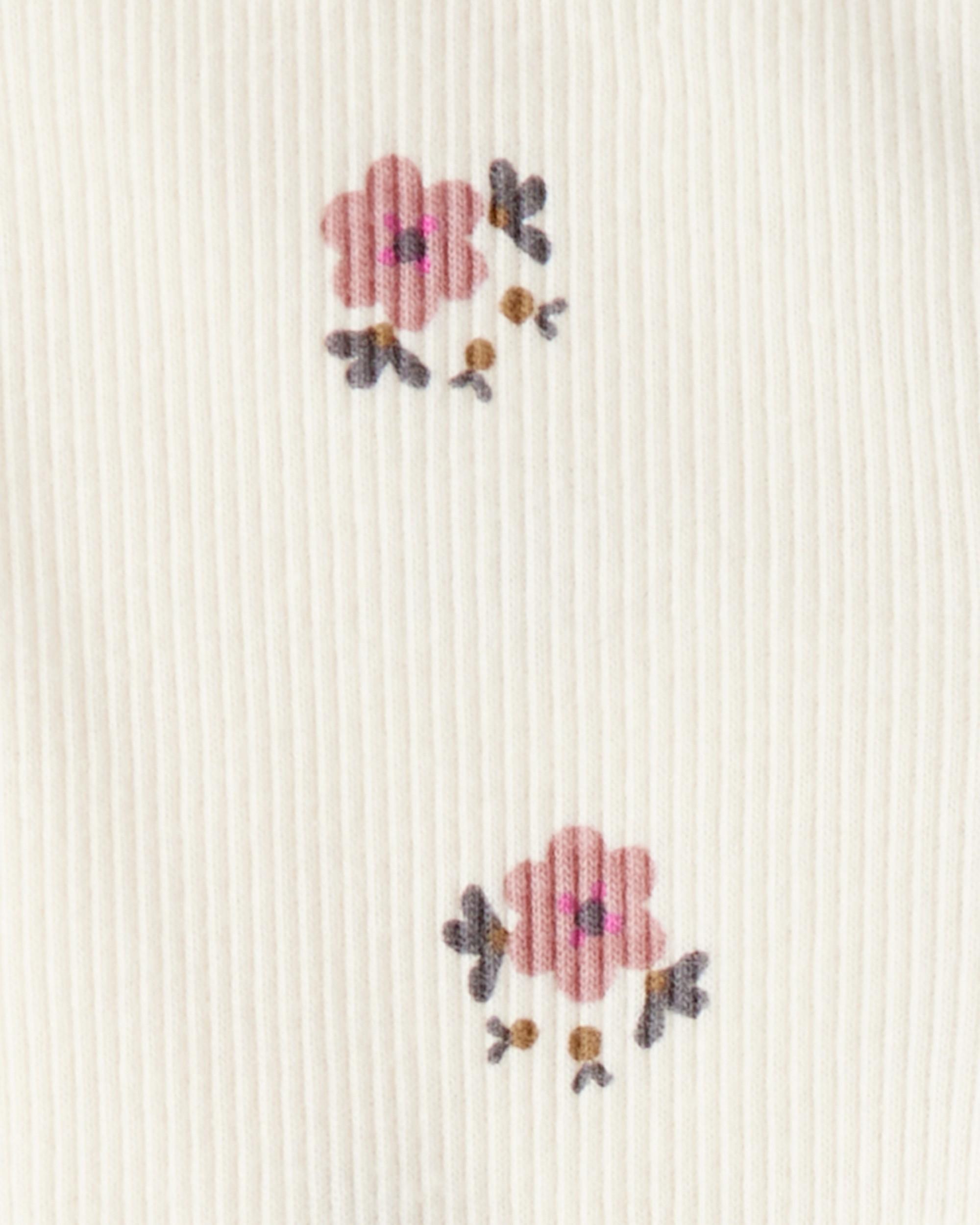 Toddler Girl Quilted Quarter-Zip & Floral Legging Set - Cream