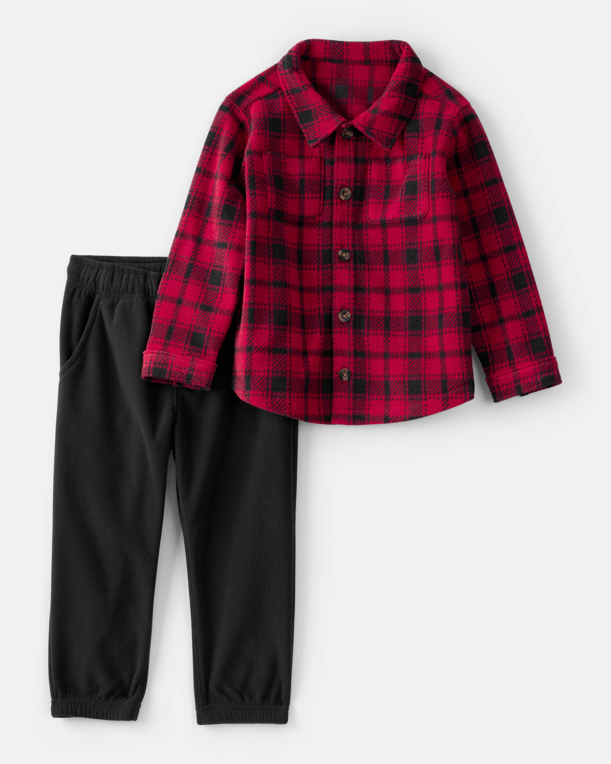 Toddler Boy 2-Piece Plaid Shirt and Pants Set