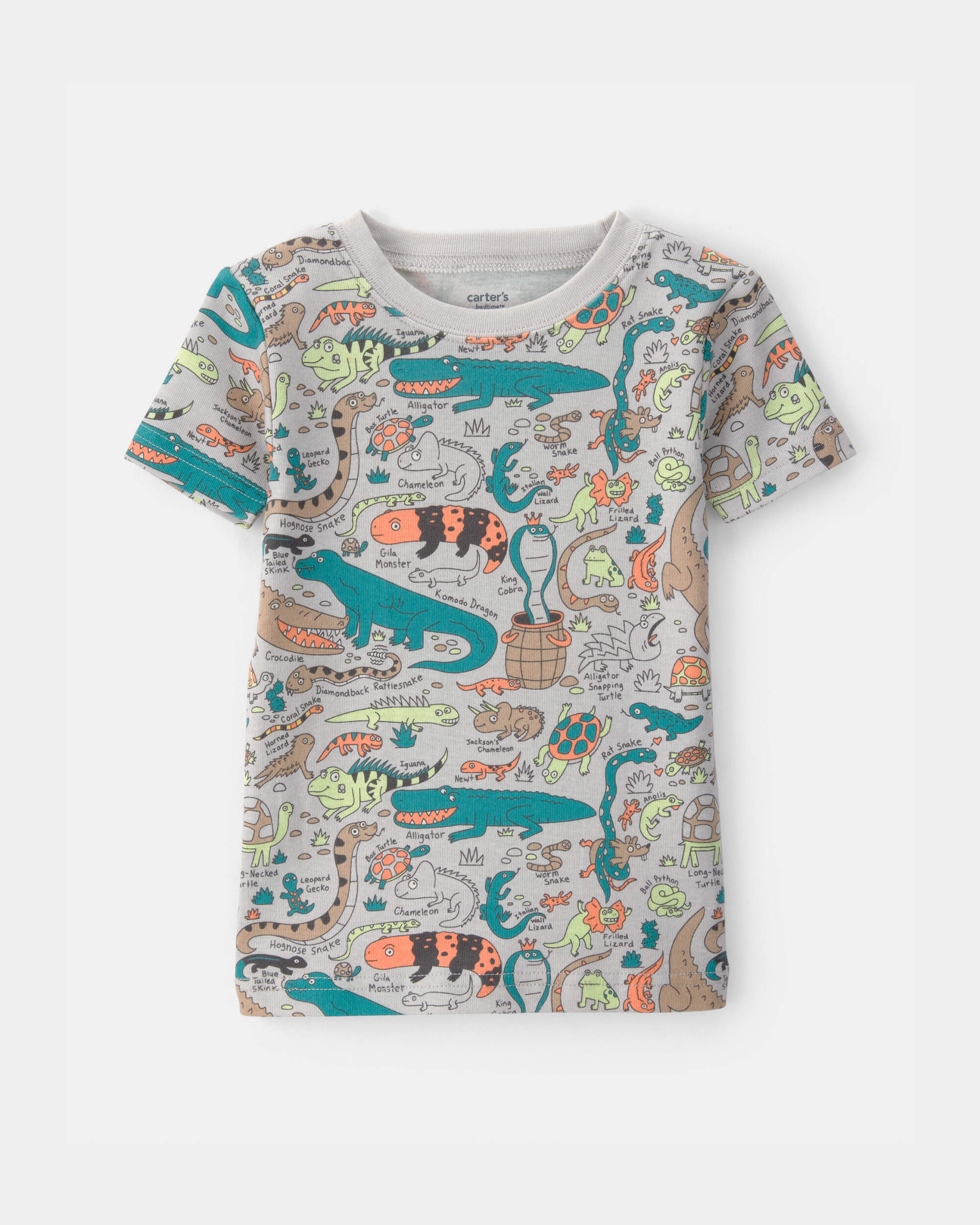 Toddler Boy Alligator 100% Cotton Snug Fit 2-Piece Pyjama Set - Grey