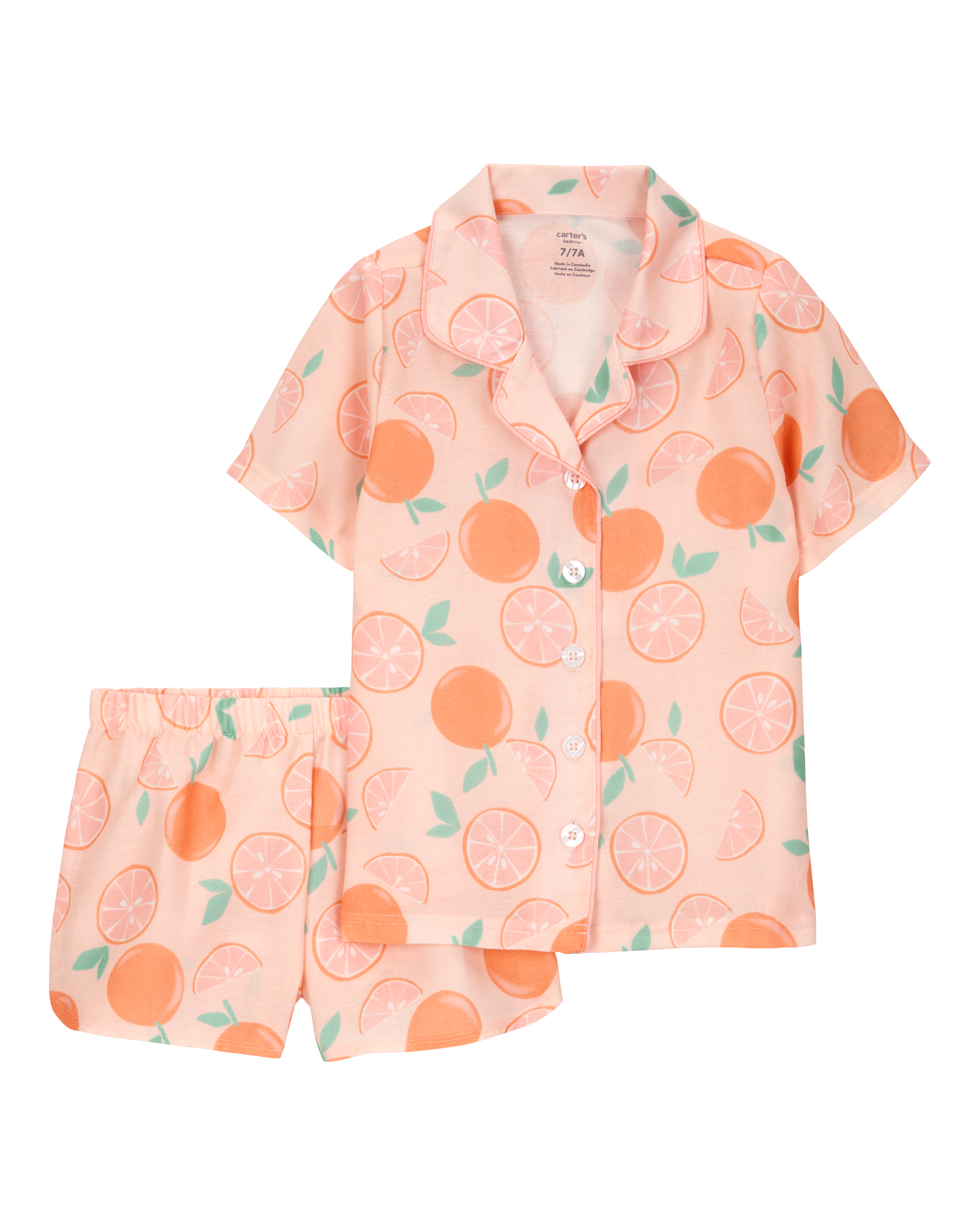 Kid Orange Print Loose Fit 2-Piece Pyjamas