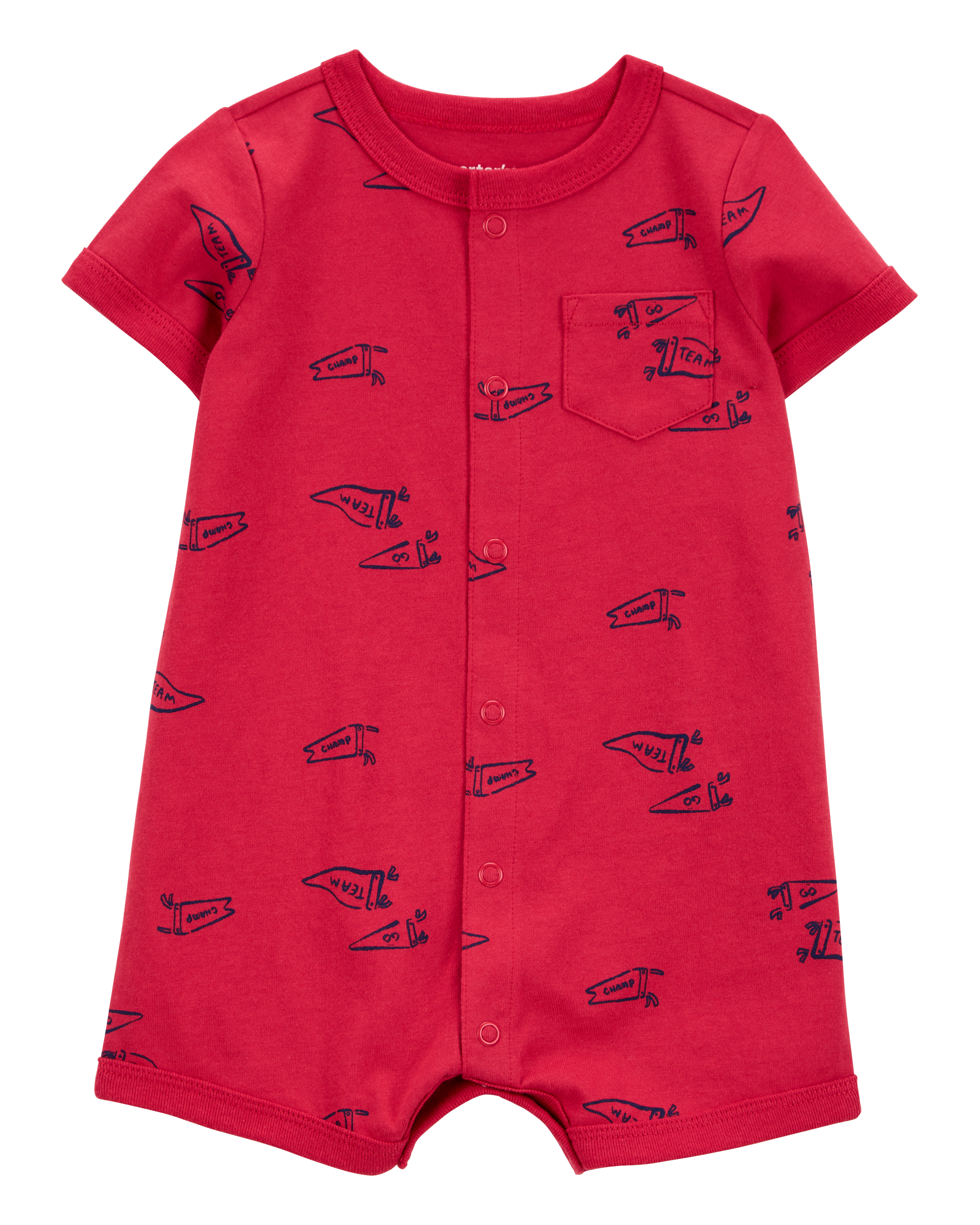 Baby Printed Short-Sleeve Romper - Red