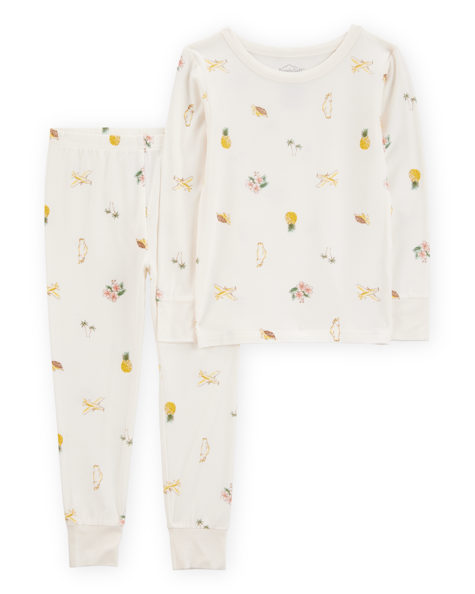 Toddler Tropical Print PurelySoft 2-Piece Pyjamas - Ivory
