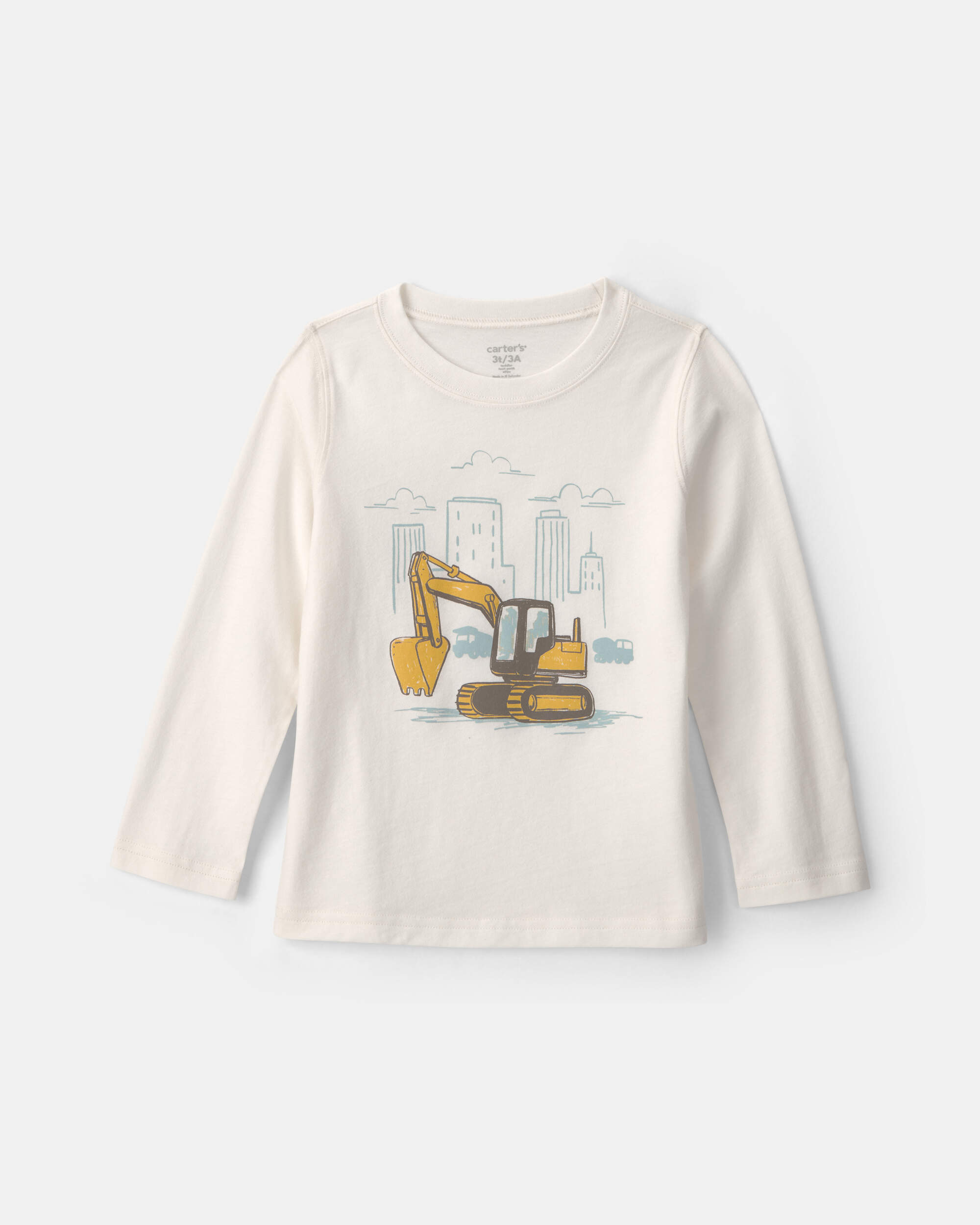 Toddler Boy Construction Long-Sleeve Graphic Tee - Cream