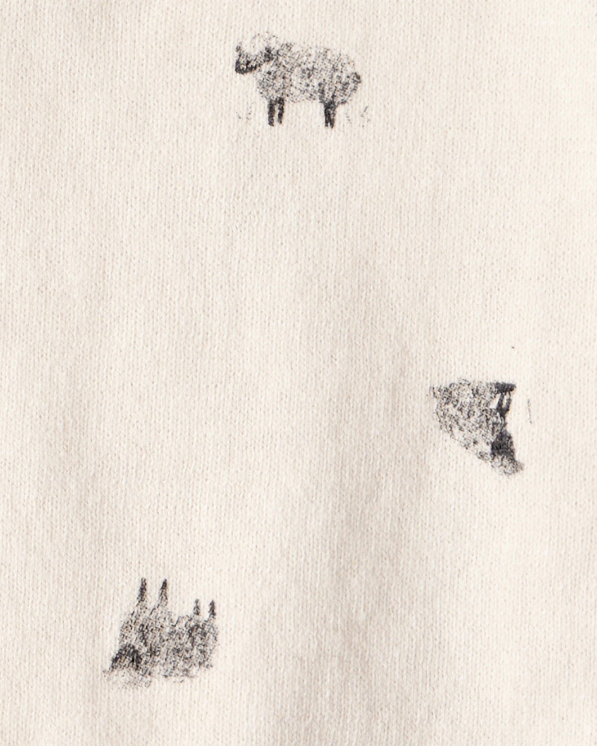 Baby Boy 2-Piece Sheep Print Cotton Long-Sleeve Tee & Pant Set - Ivory