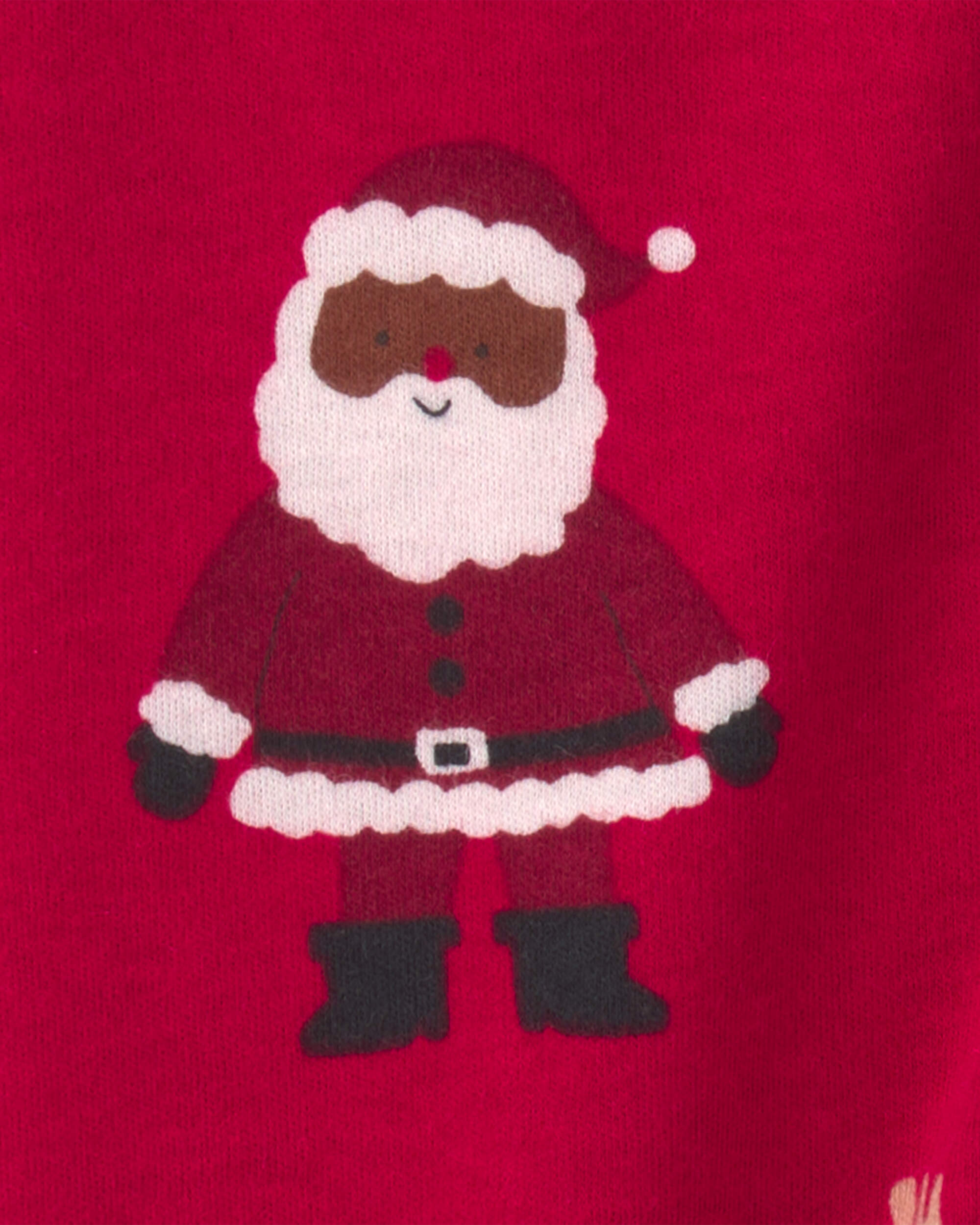 Baby Brown Santa Christmas 100% Cotton 2-Way Zip Sleeper - Red