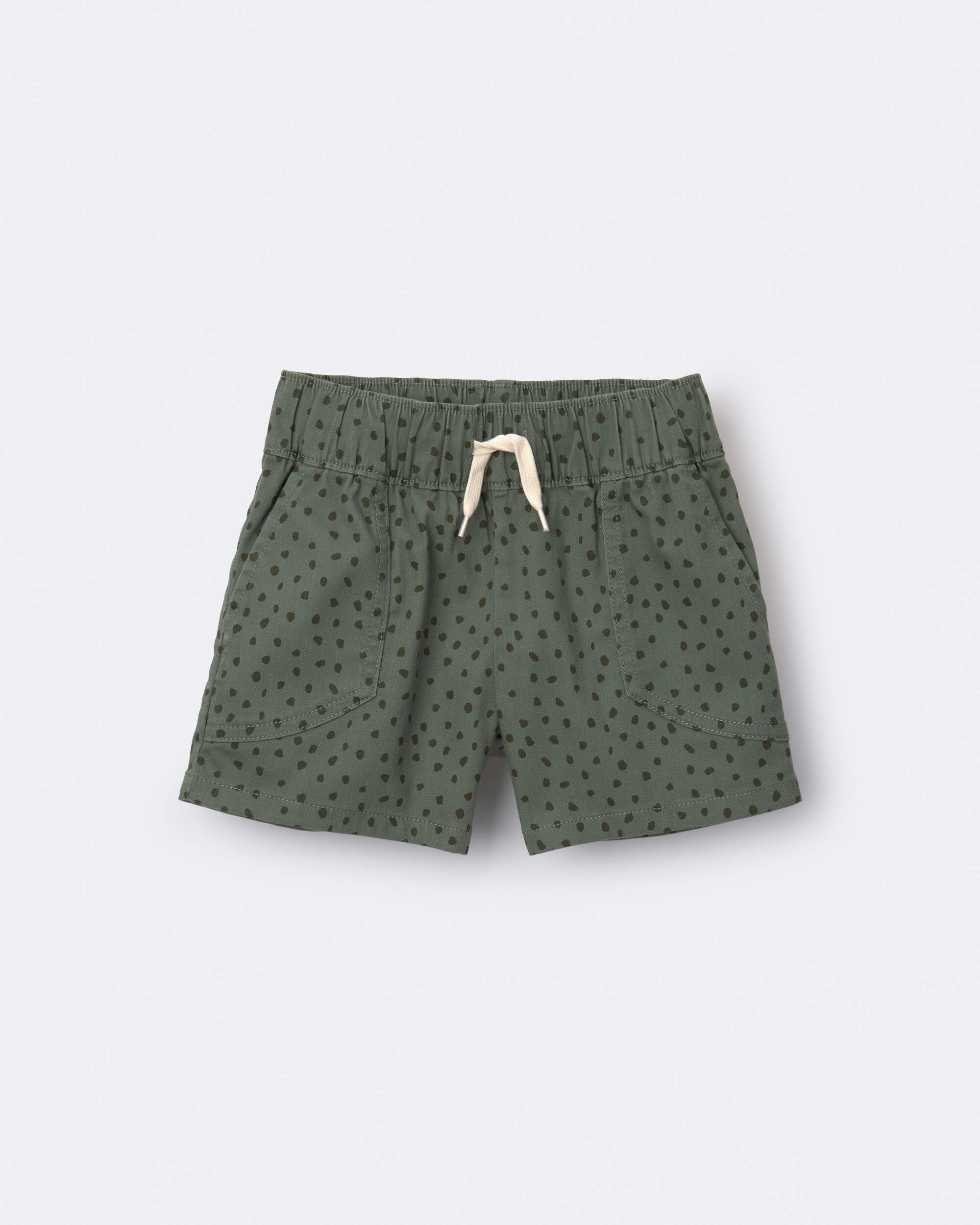 Toddler Standard Short with Pockets Dot Print- Olive