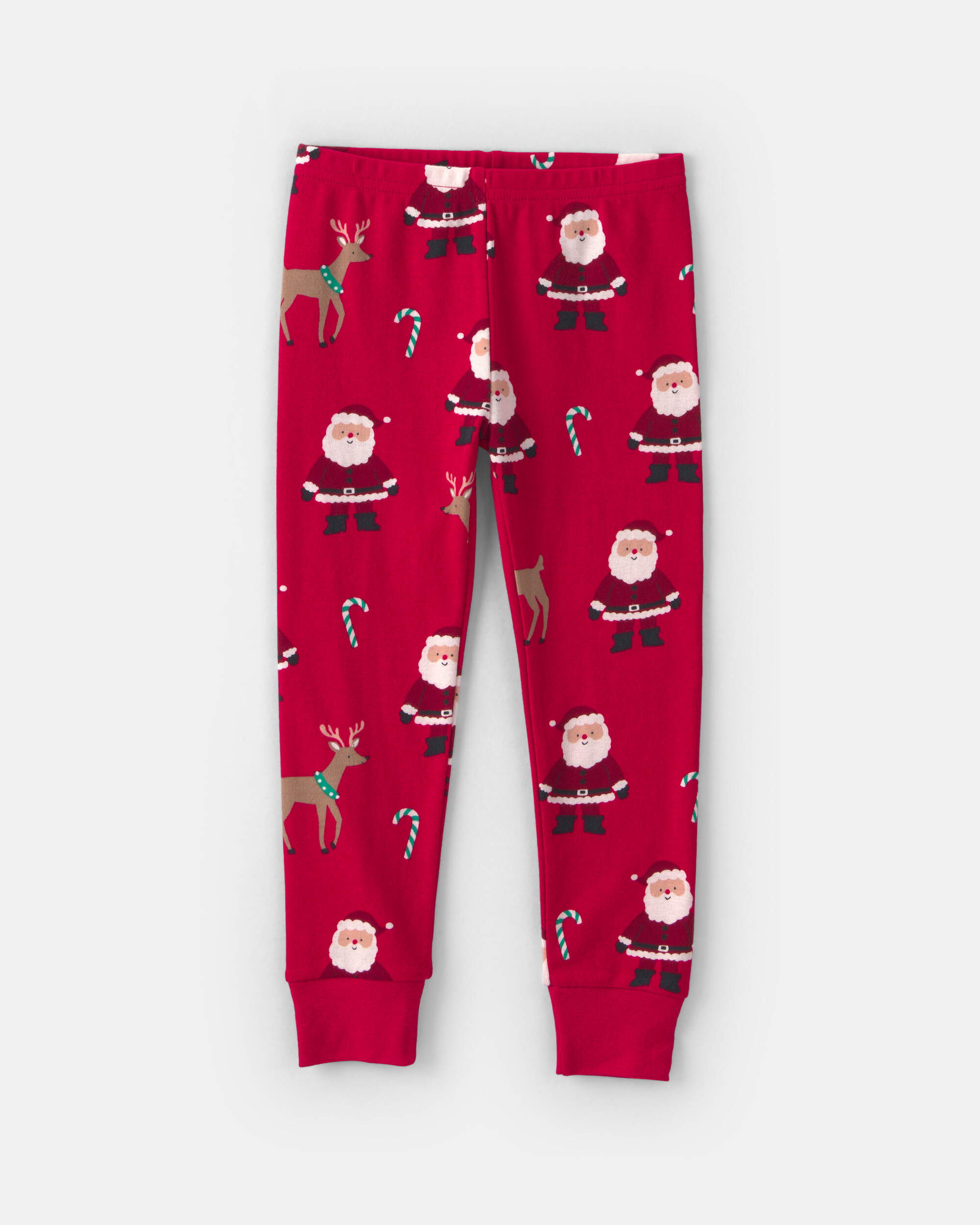 Baby 2-Piece Beige Santa Christmas 100% Cotton Snug Fit Pyjama Set - Red