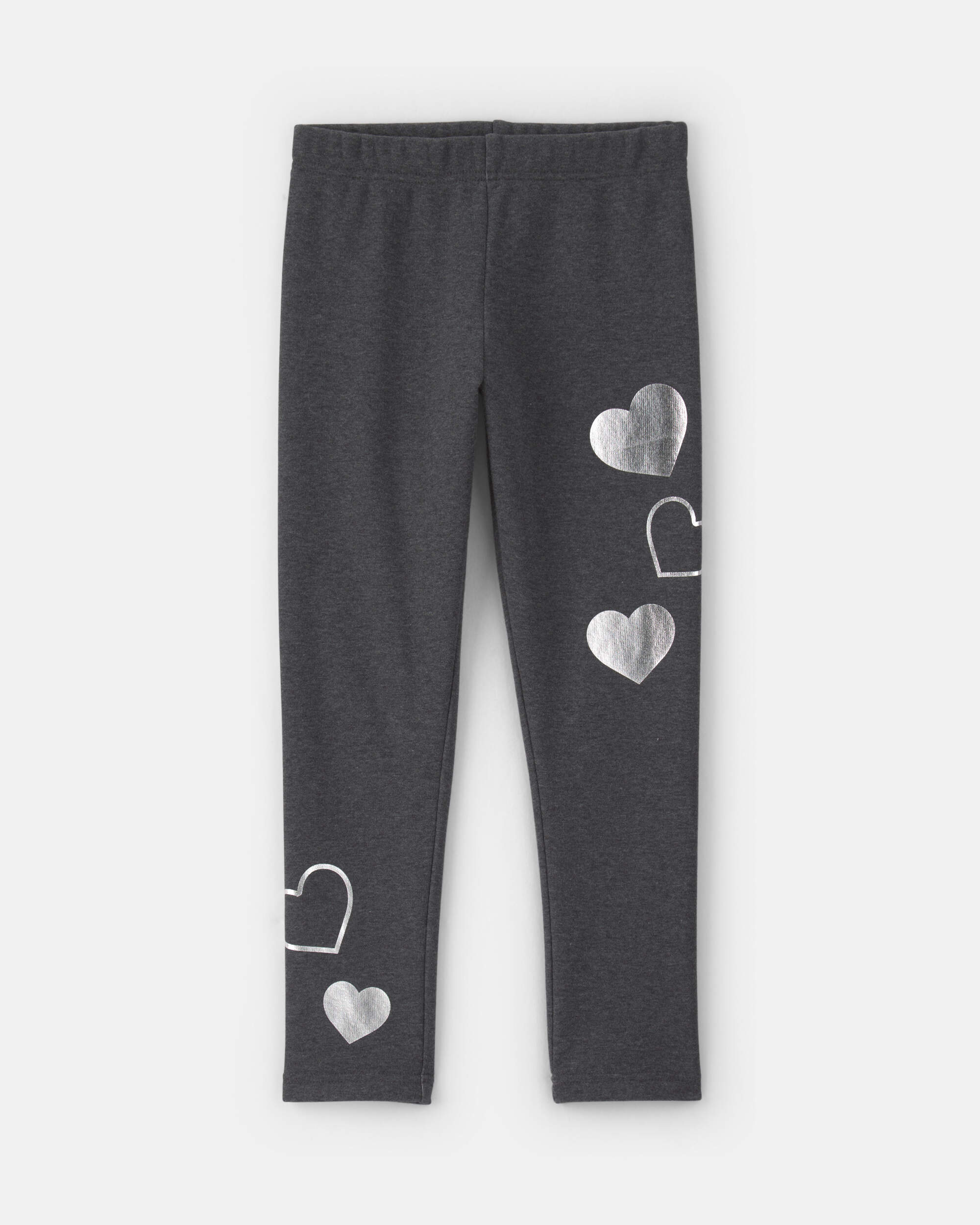 Girls Heart Fleece Pull-On Stretch Leggings - Grey