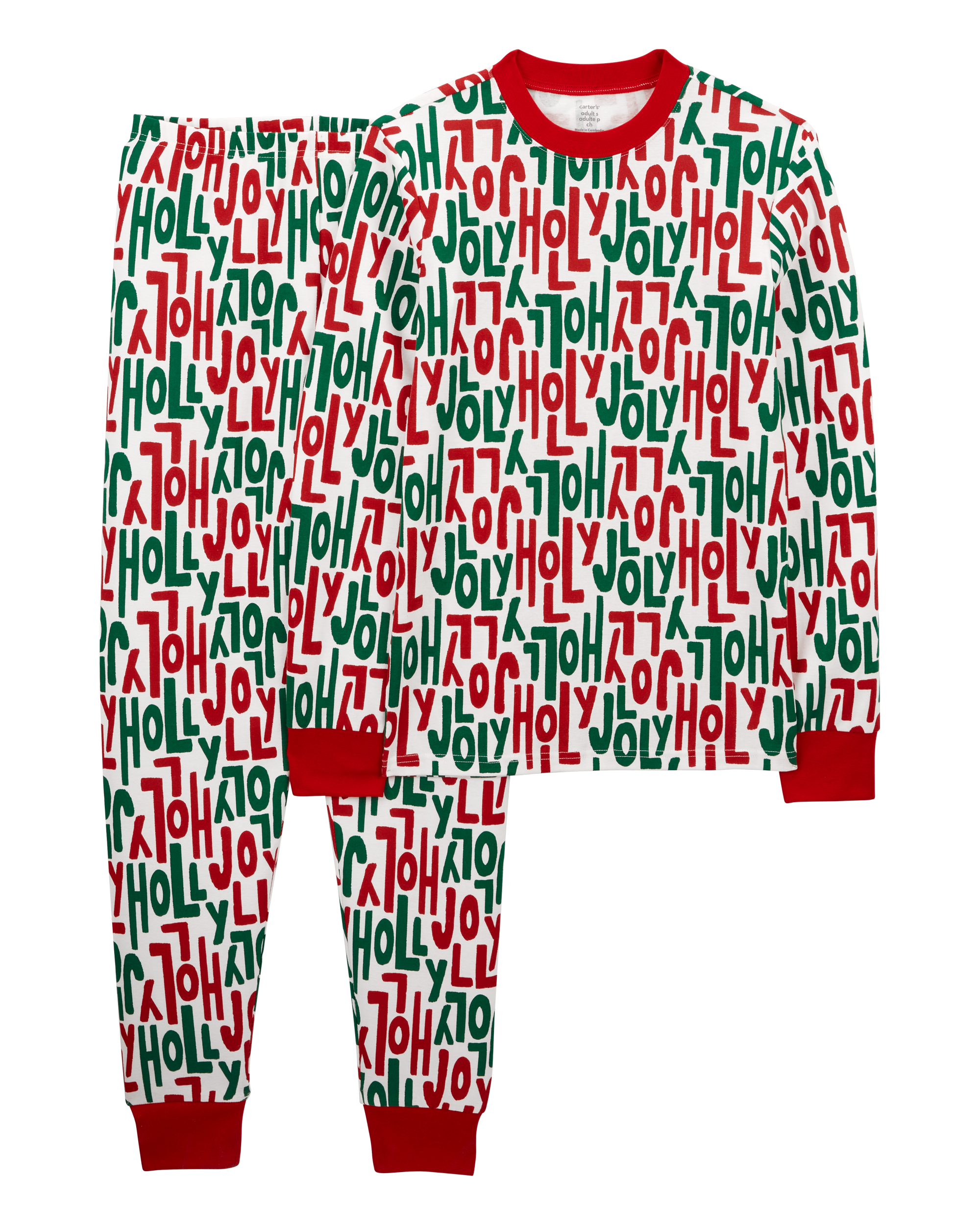 Adult 2 Piece Holly Jolly Christmas 100 Snug Fit Cotton Pyjamas