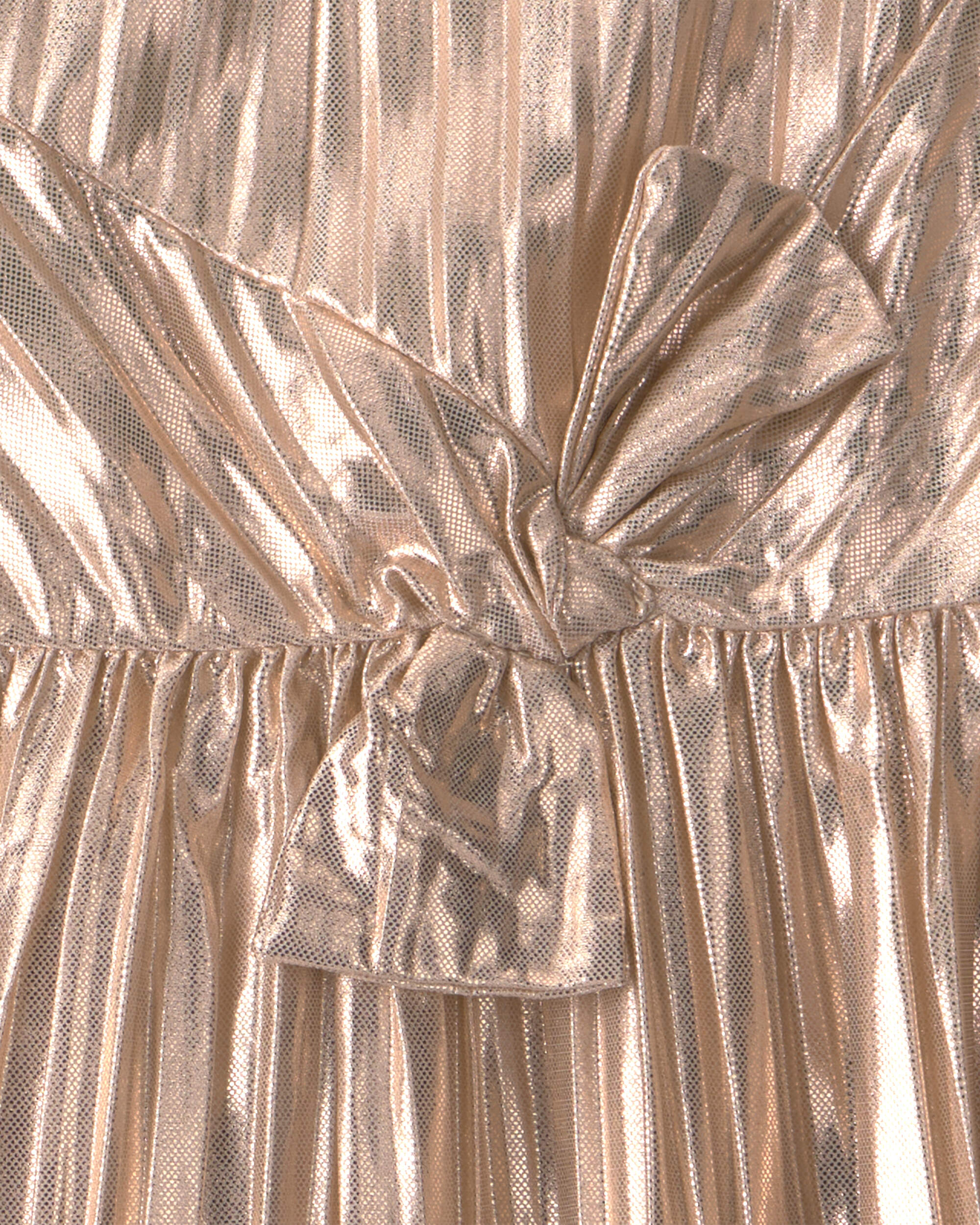 Toddler Girl Metallic Crinkle Bow Dress - Gold