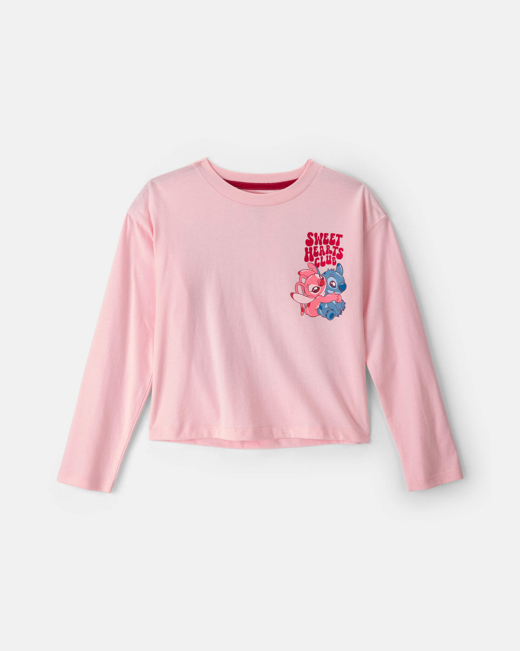 Girls 'Sweet Hearts Club' Disney© Lilo & Stitch Valentine's Day Graphic Top - Pink