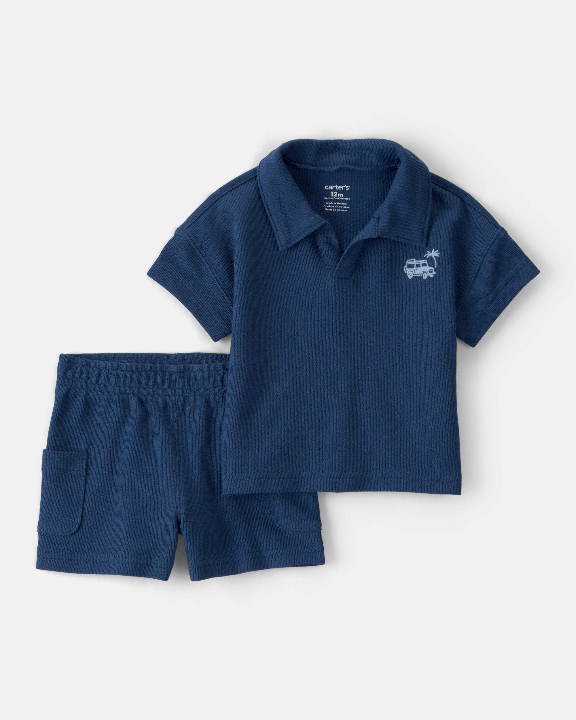 Baby Boy 2-Piece Car Top & Short Set - Blue