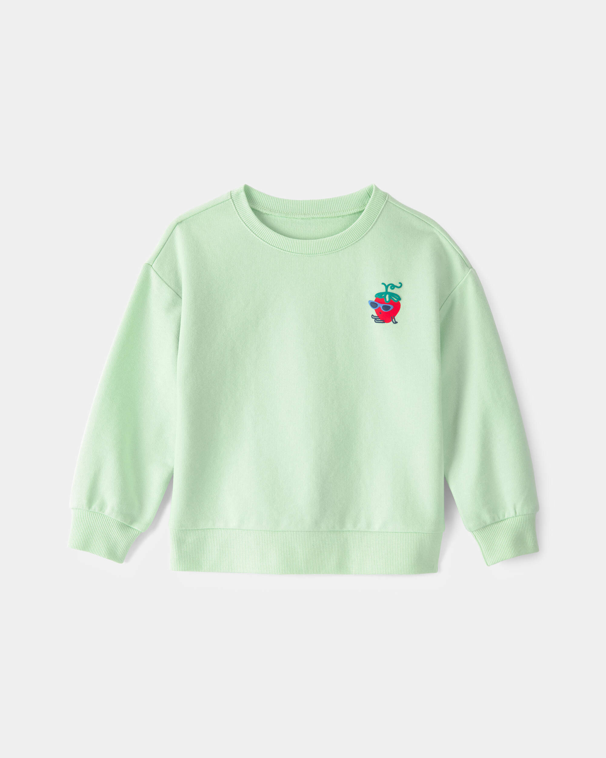 Toddler Girl Strawberry French Terry Pullover Sweatshirt - Green
