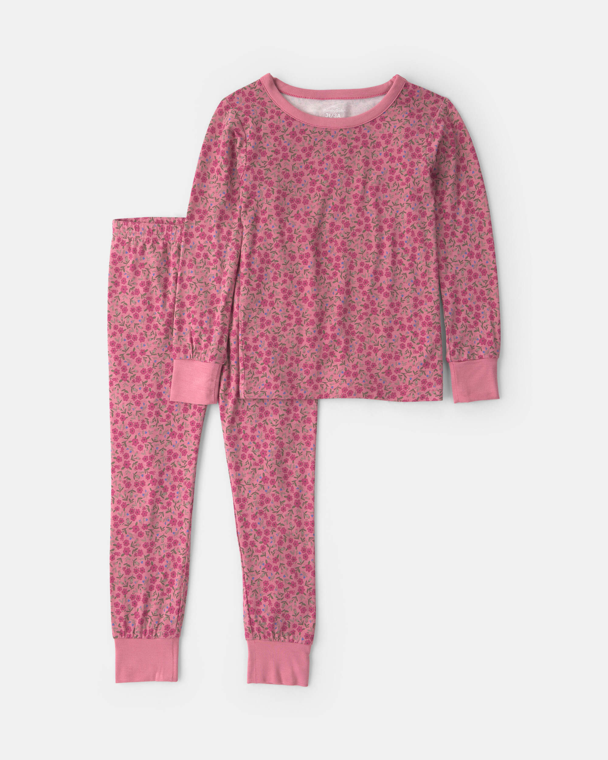 Toddler Girl 2-Piece Floral PurelySoft™ Snug Fit Pyjama Set - Pink