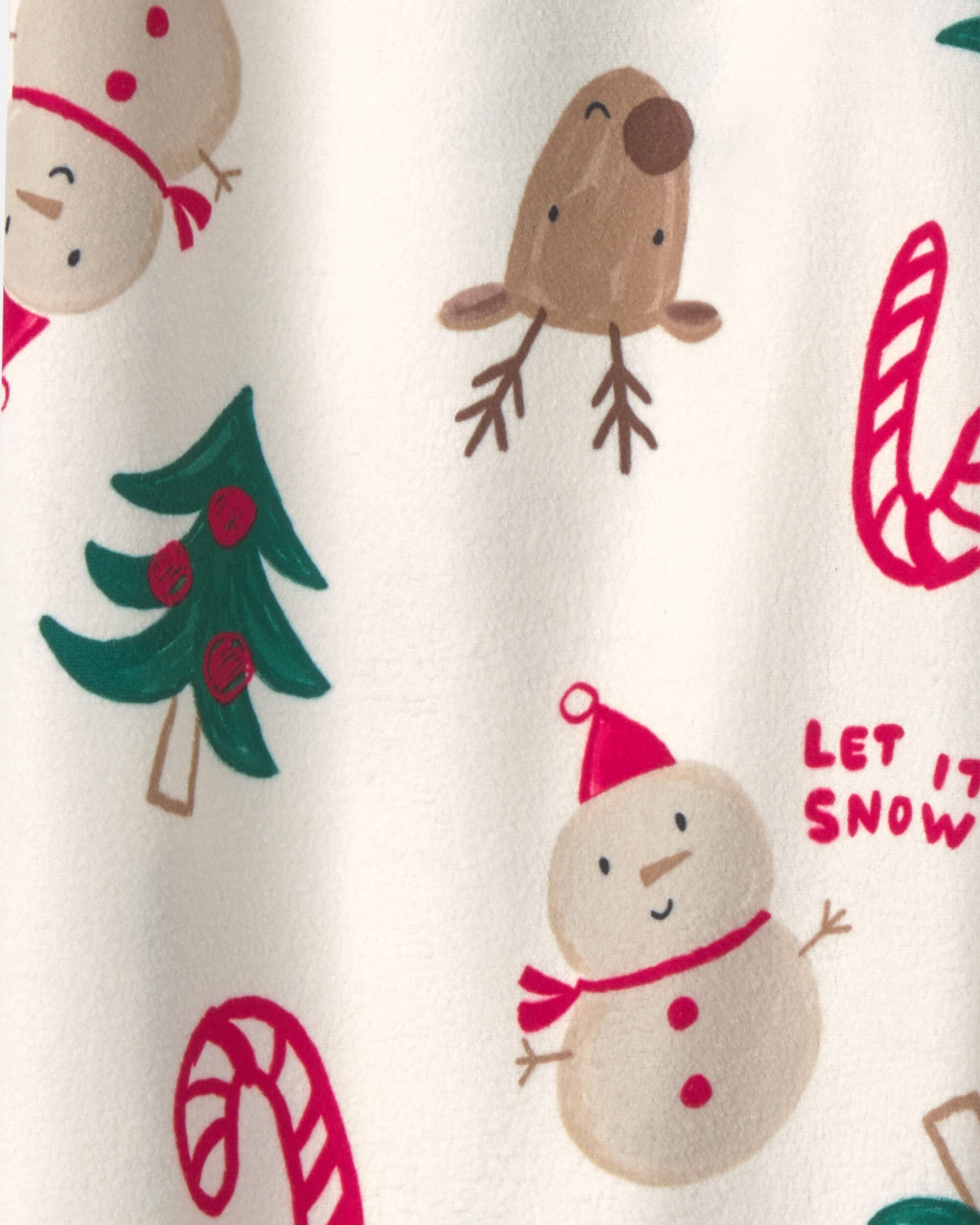 Kids Christmas Icon Fleece Loose Fit Pyjama Bottoms - Cream