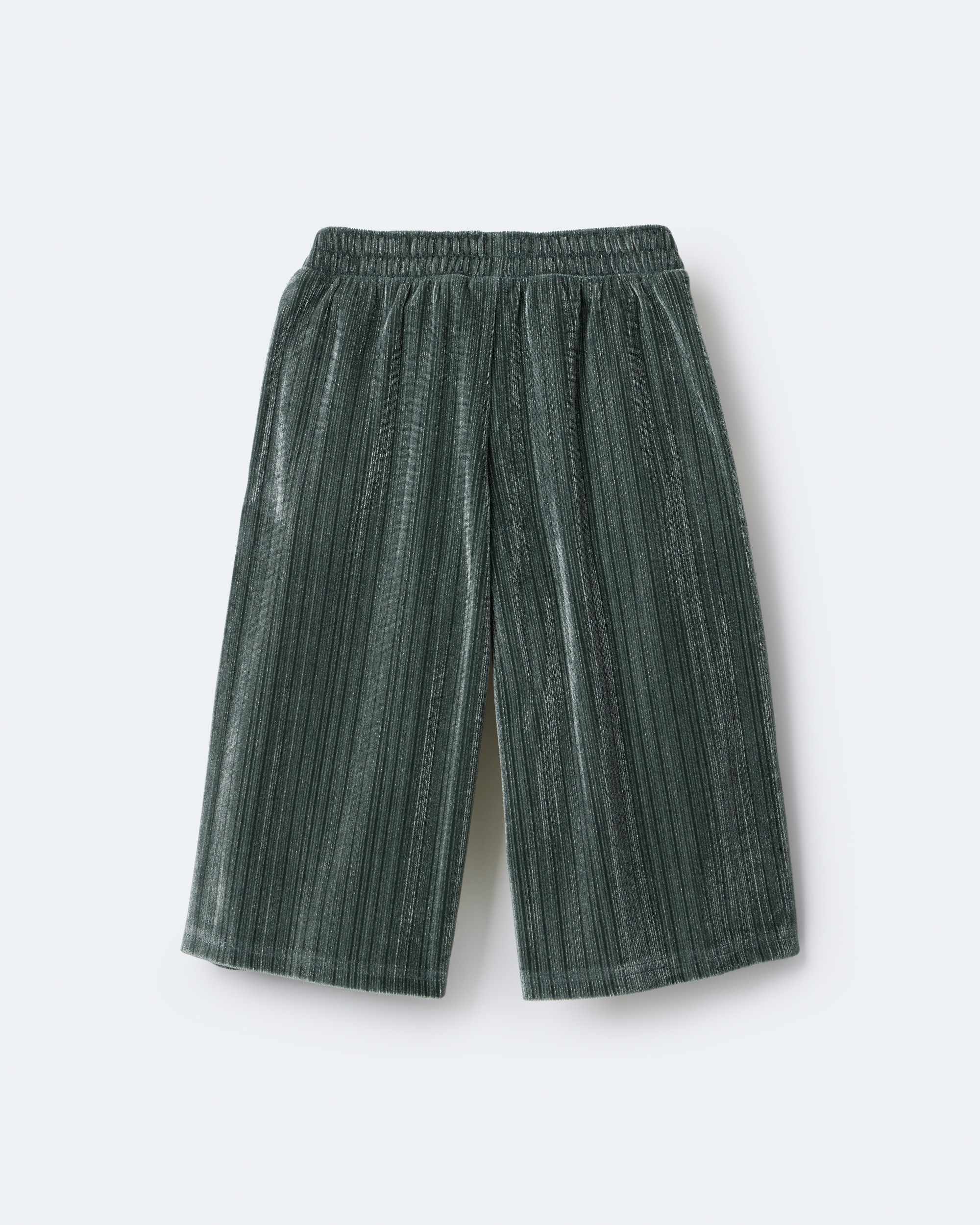 Toddler Girl Velvety Wide-Leg Pant with Bow - Dark Green