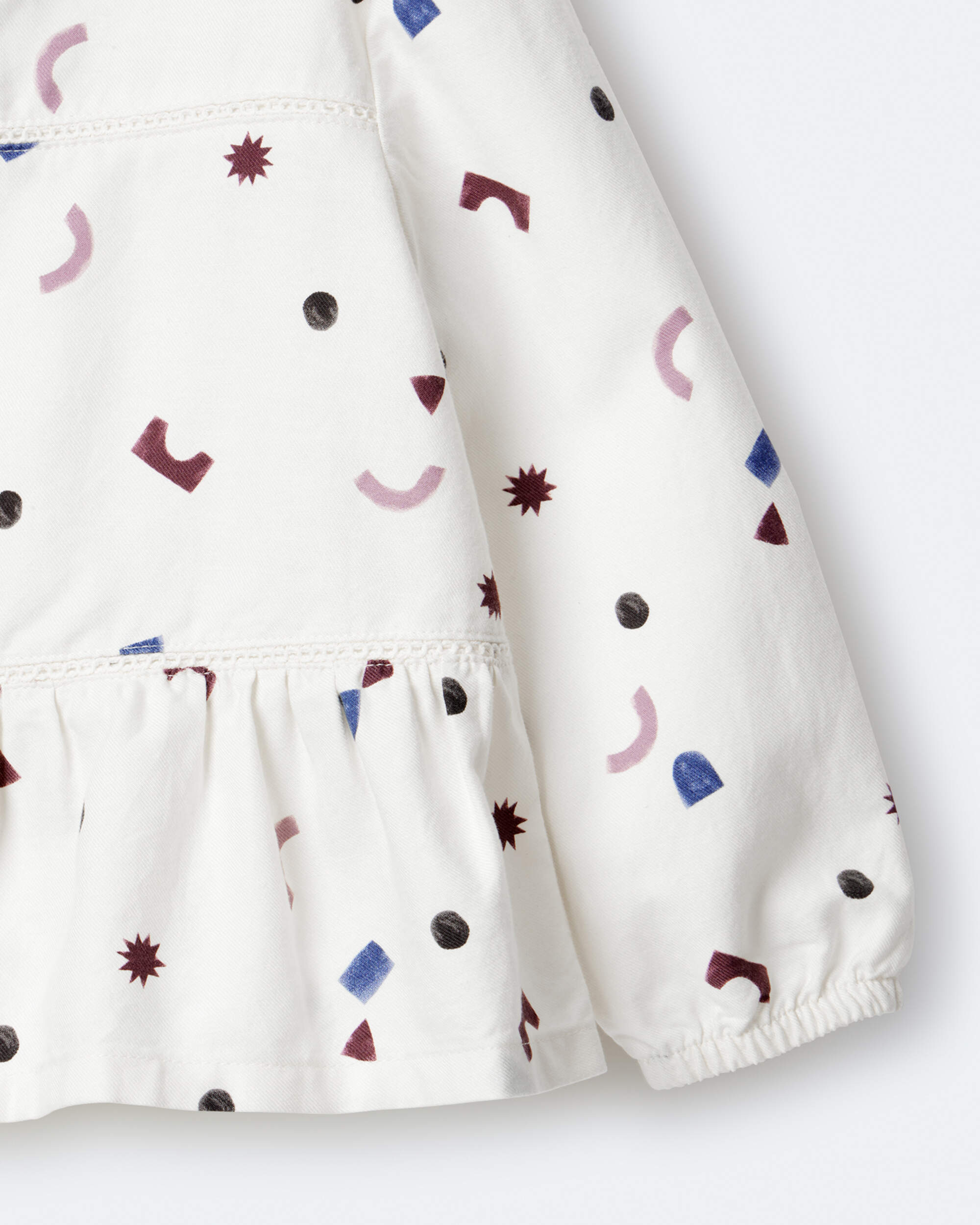 Toddler Girl Peplum Long-Sleeve Top with Shapes - Ivory