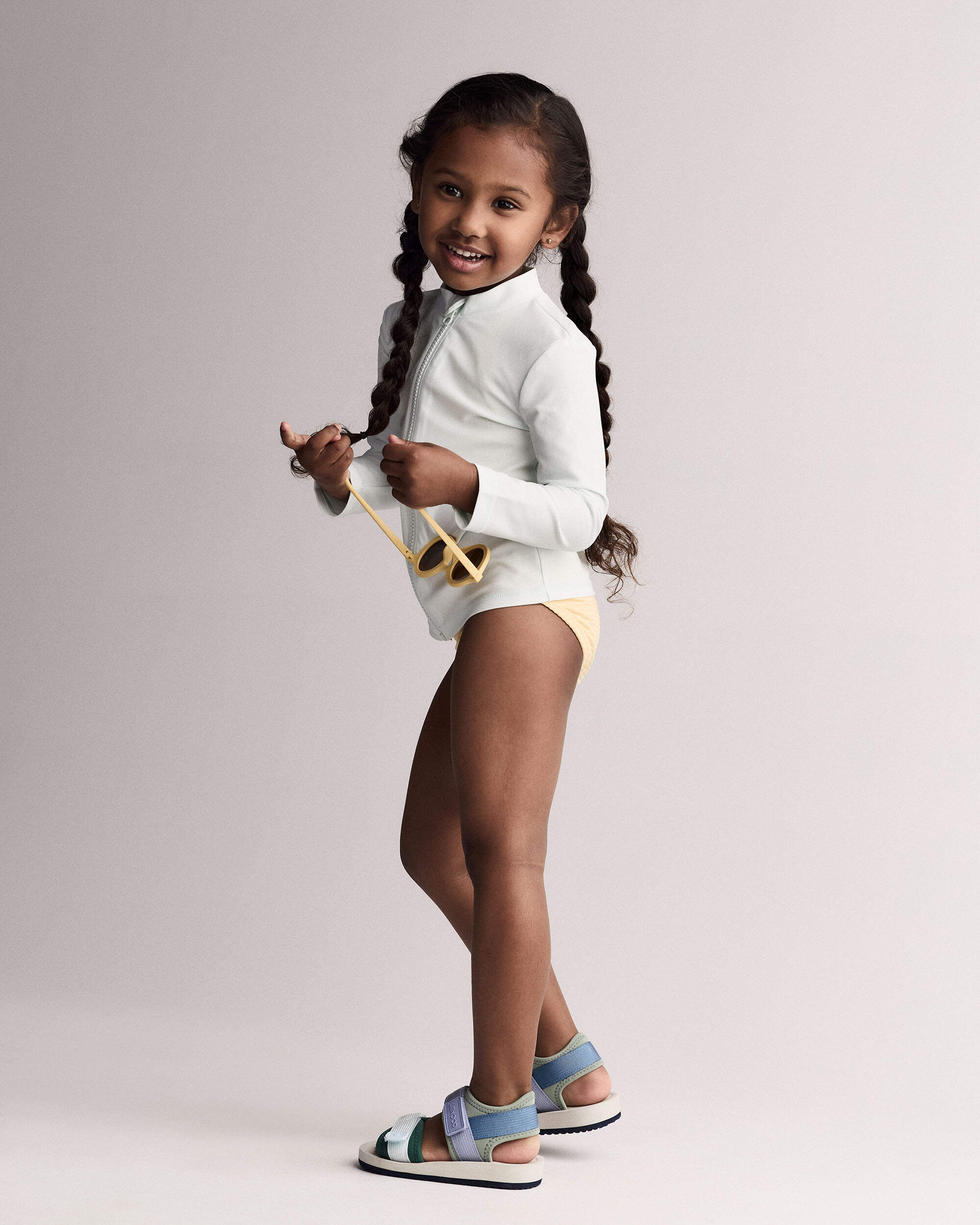 Toddler Full-Zip Long-Sleeve Rashguard - Light Green