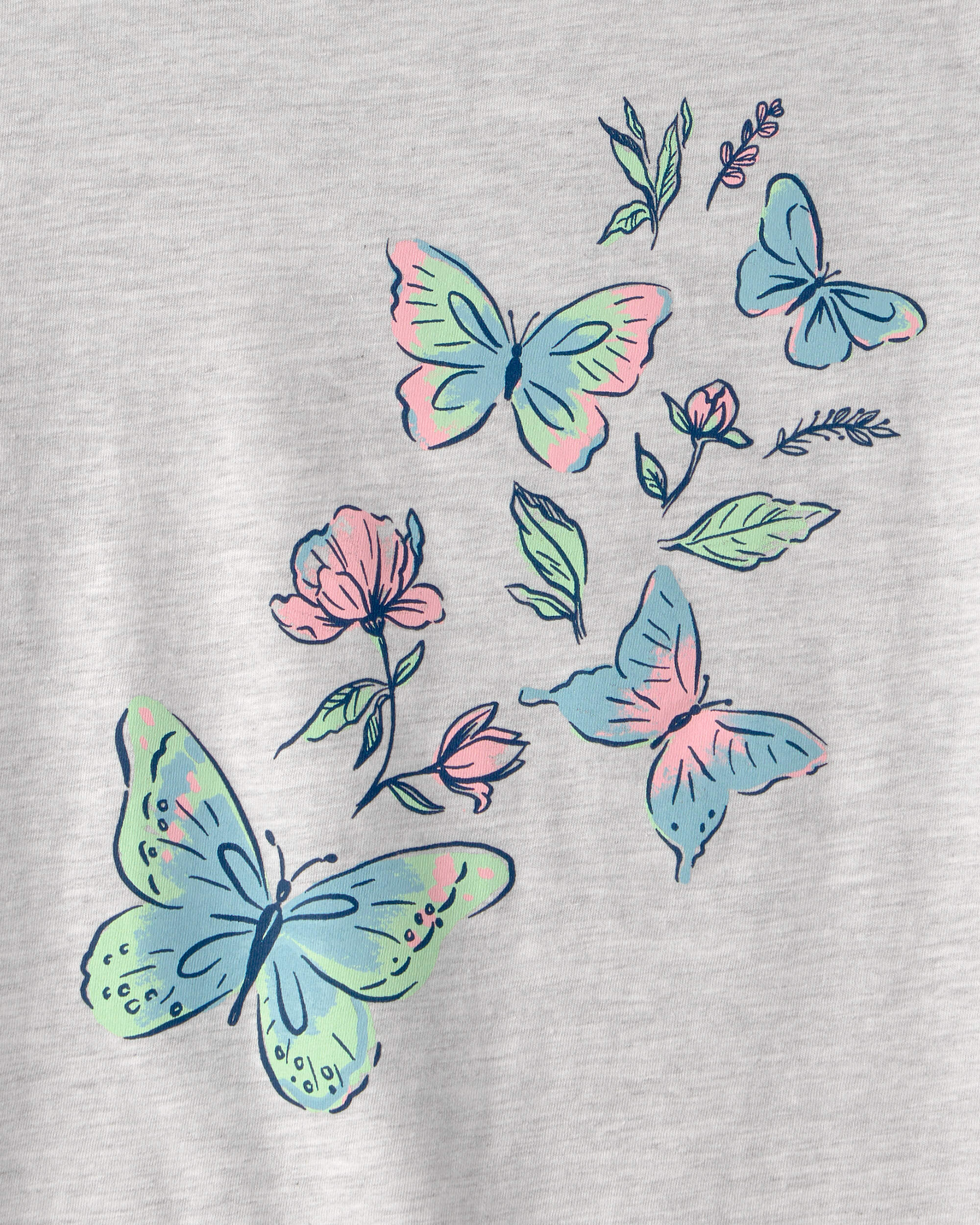 Girls Butterfly Graphic Tee - Grey