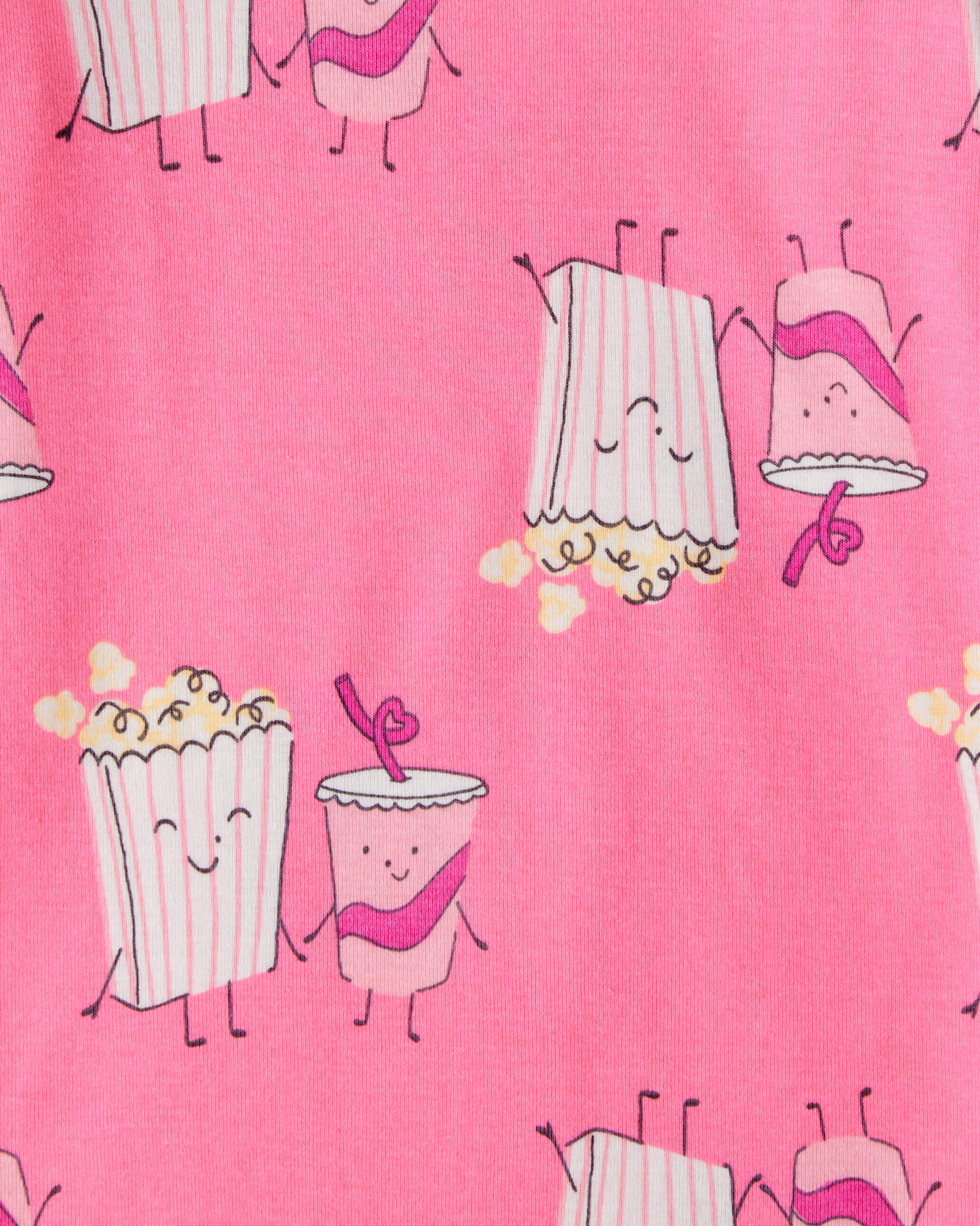 Girls Movie Print 100% Cotton Long-Sleeve 4-Piece Pyjamas - Black/Pink