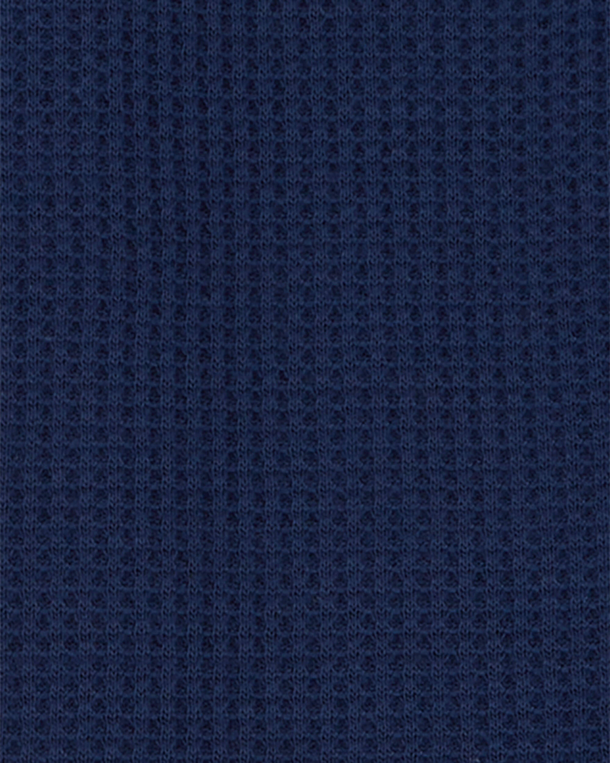 Toddler Boy Solid Loose Fit Waffle Knit 2-Piece Pyjamas - Navy