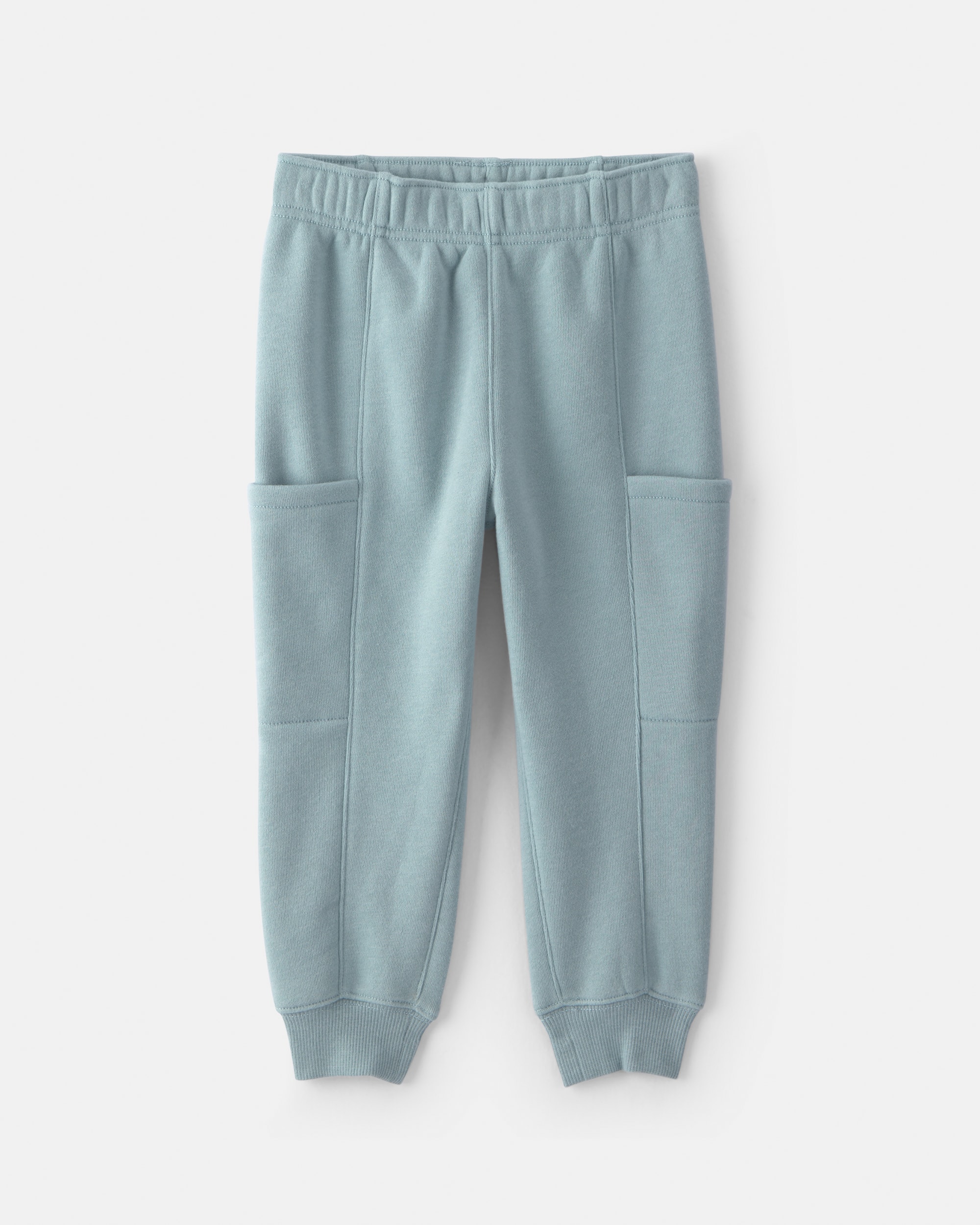 Toddler Boy 2-Piece Striped Fleece Henley Top & Pant Set - Light Blue/White