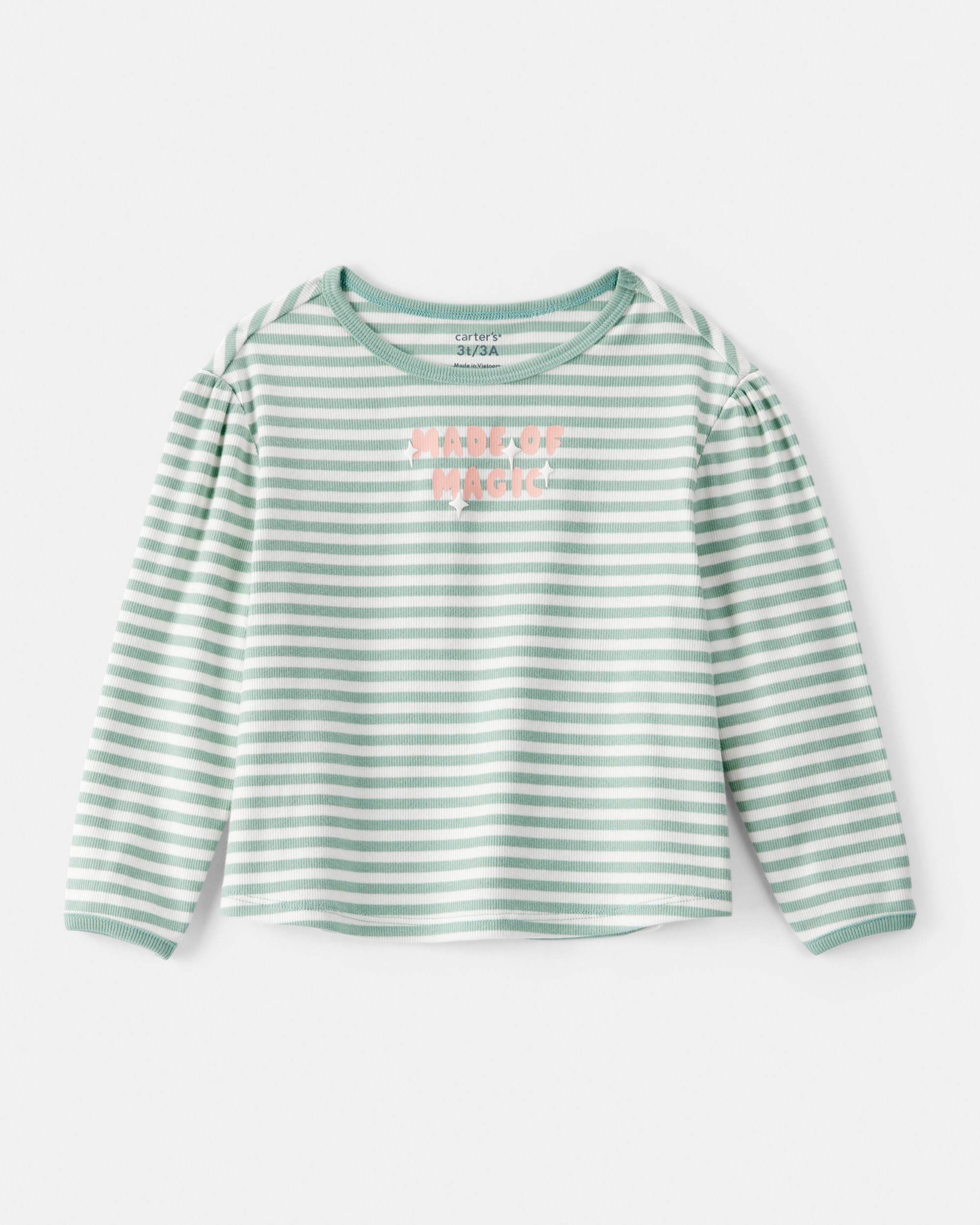 Toddler Girl Made of Magic' Striped Long-Sleeve Top - Green