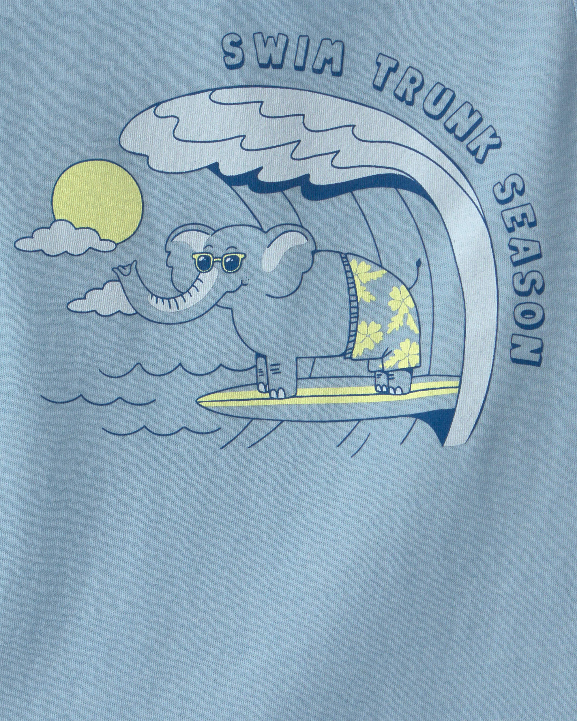 Toddler Surfing Elephant Graphic Tank - Blue