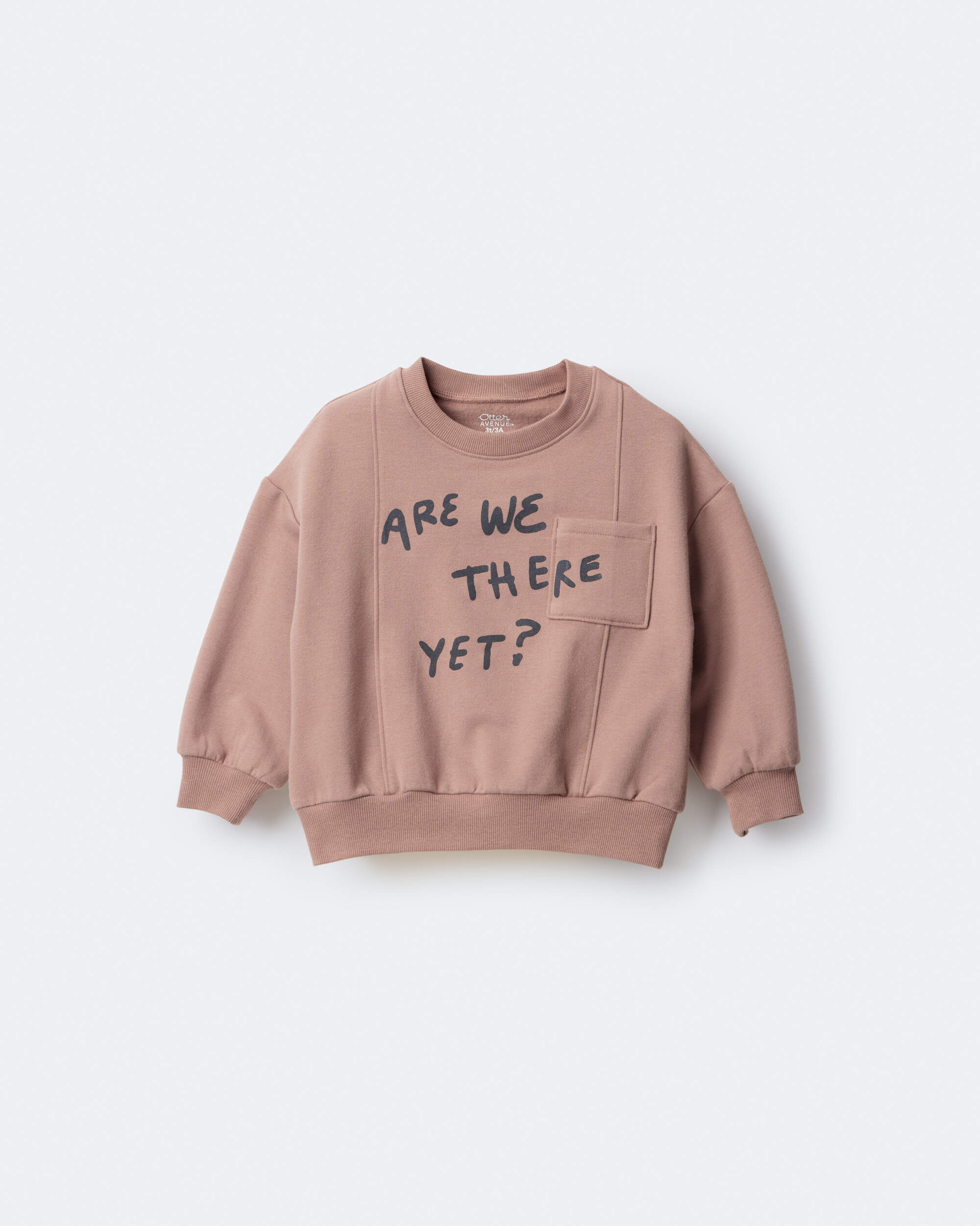 Toddler 'Are We There Yet' Pullover Sweatshirt - Mocha Brown