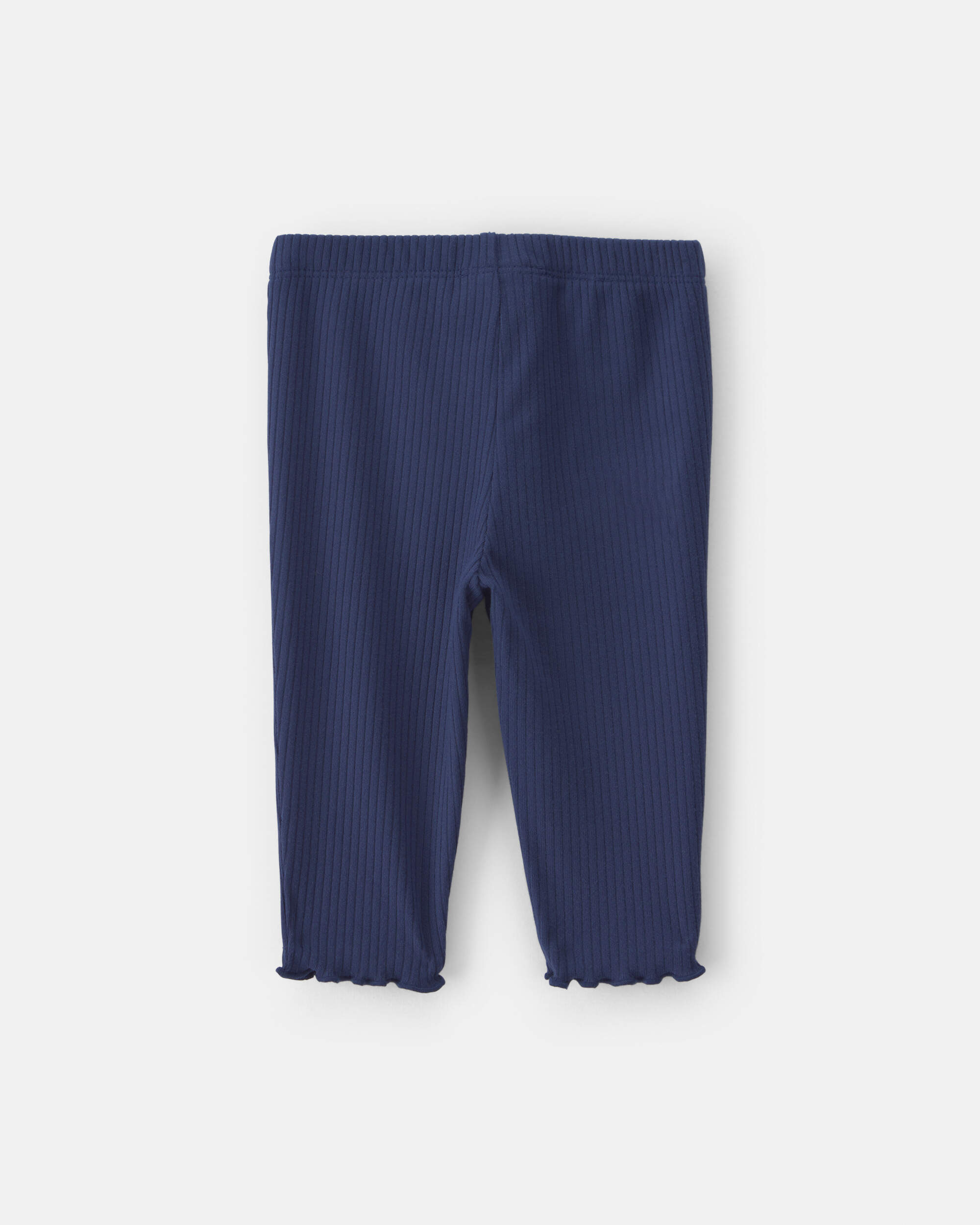 Baby Girl Pull-On Ribbed Leggings - Navy Blue