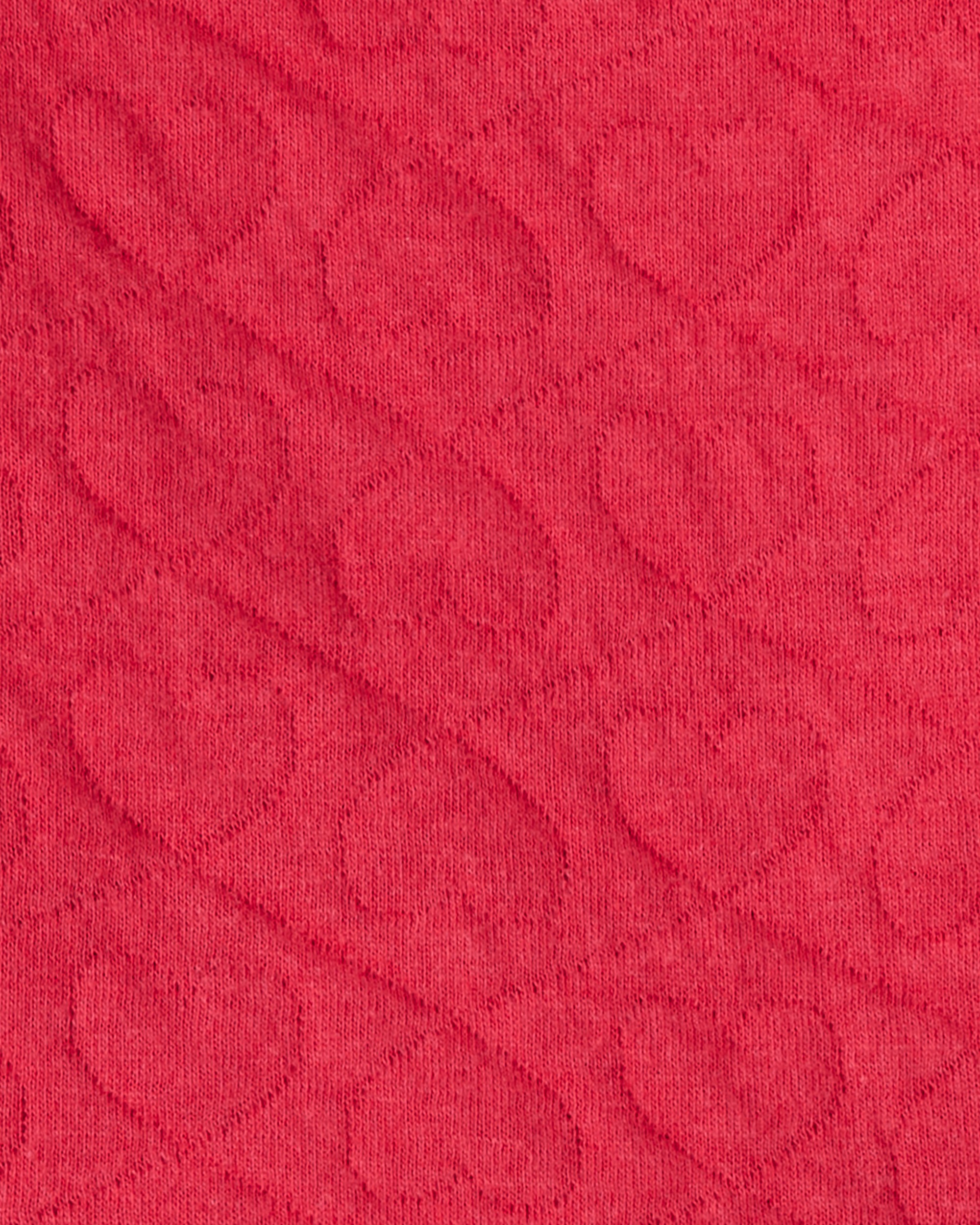 Baby Girl 3-Piece Heart Quilted Vest Outfit Set - Red