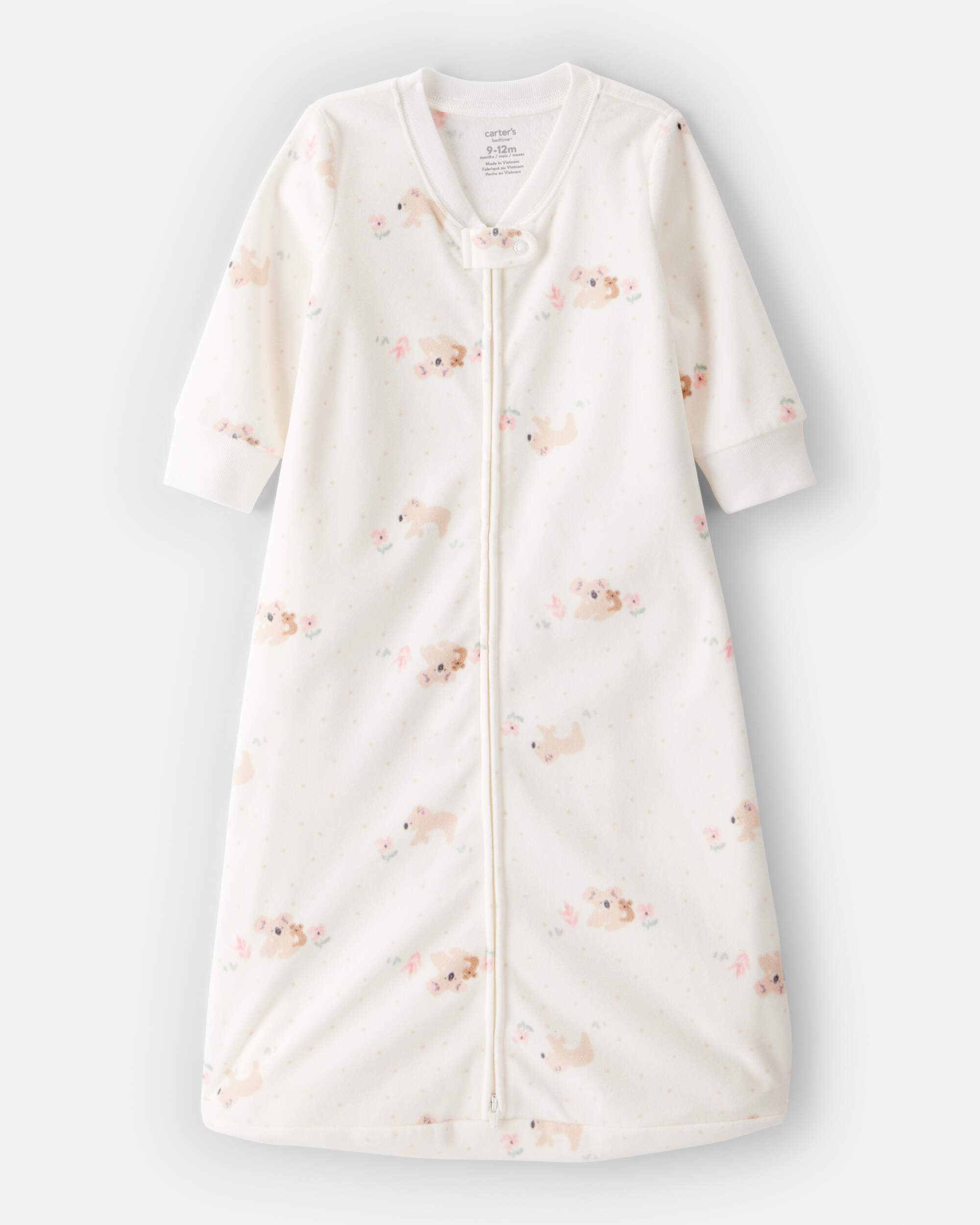 Baby Koala Print Loose Fit Long-Sleeve Wearable Blanket - White