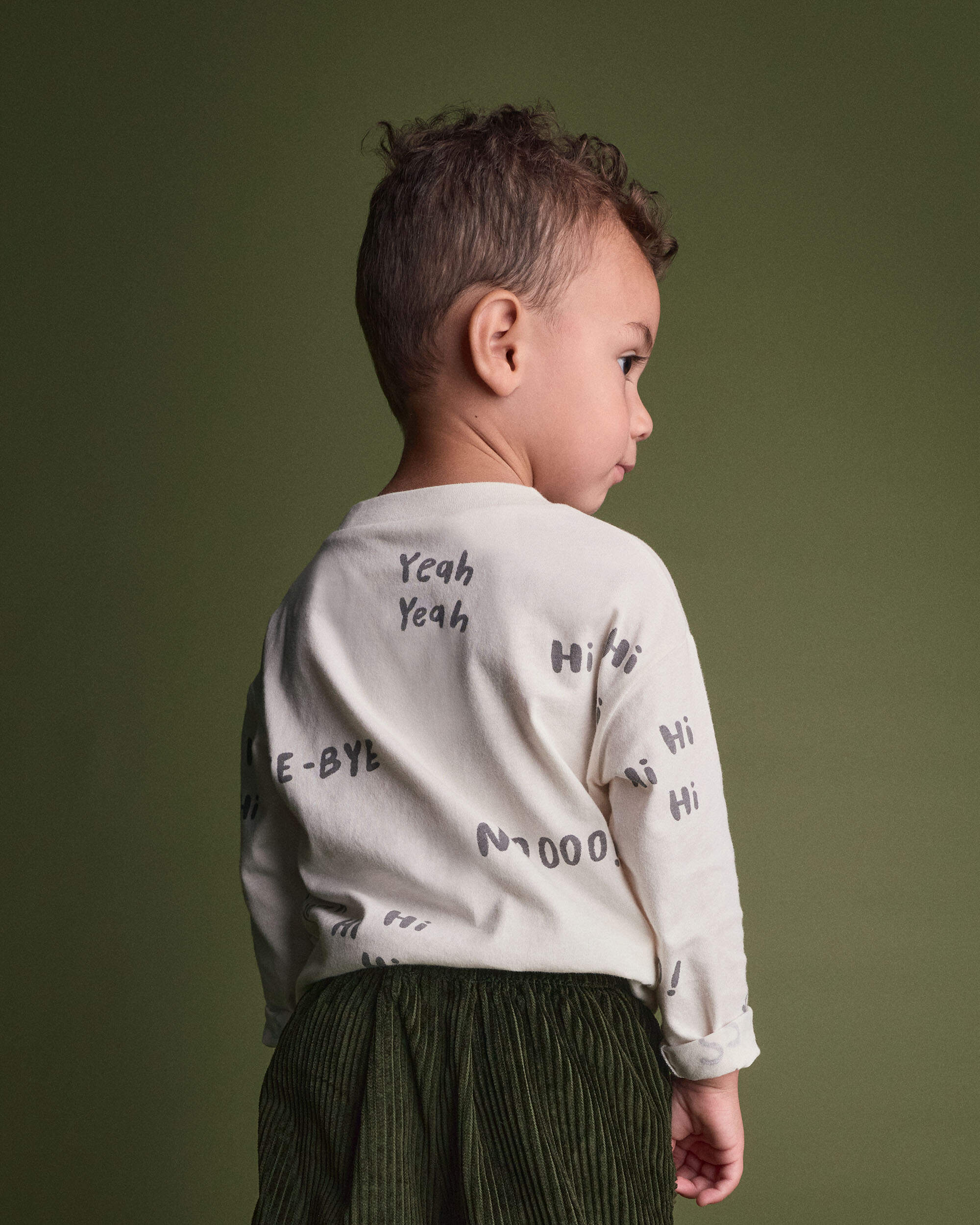 Toddler 'Hi Bye' relaxed-fit long-sleeve graphic tee - cream