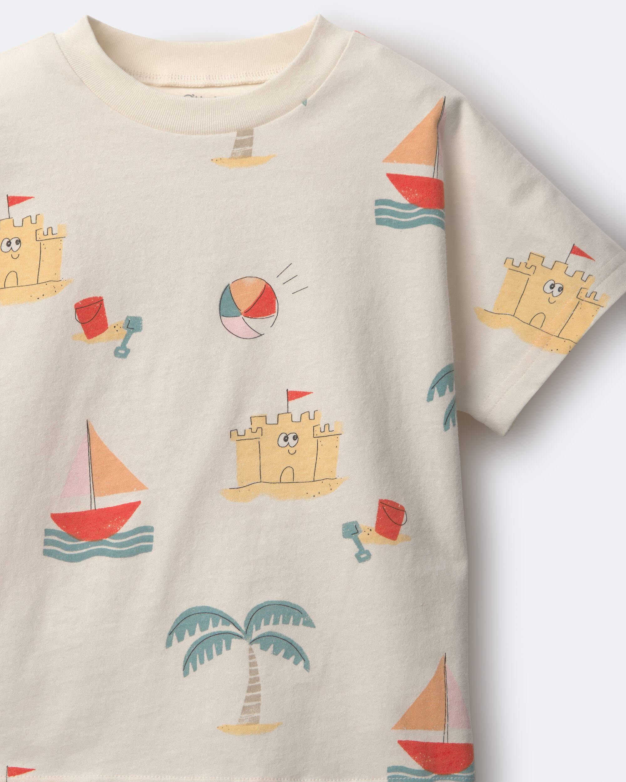 Toddler Dolman Tee Sandcastle Print - Cream