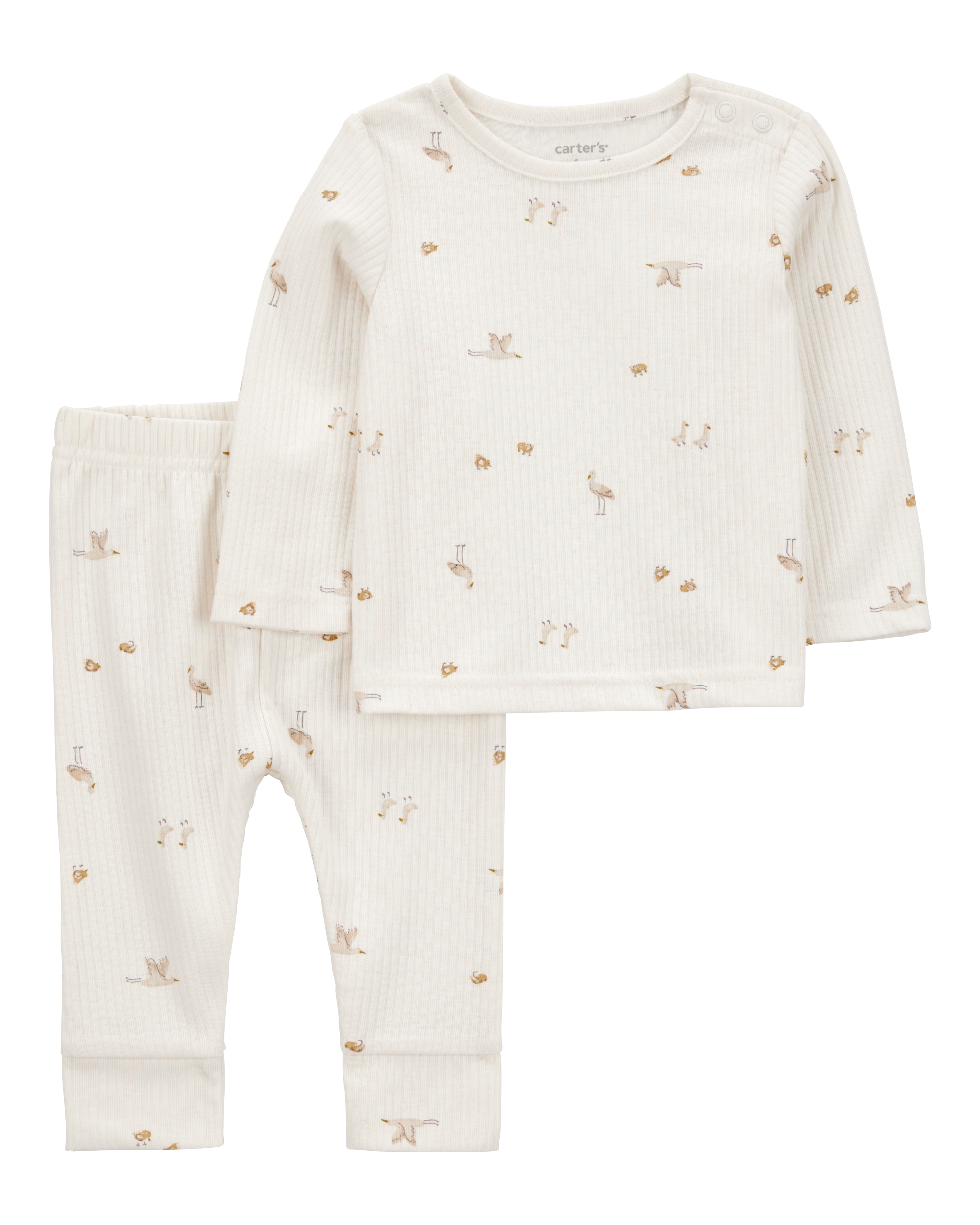Baby 2-Piece Bird Print Long-Sleeve Tee & Pant Set
